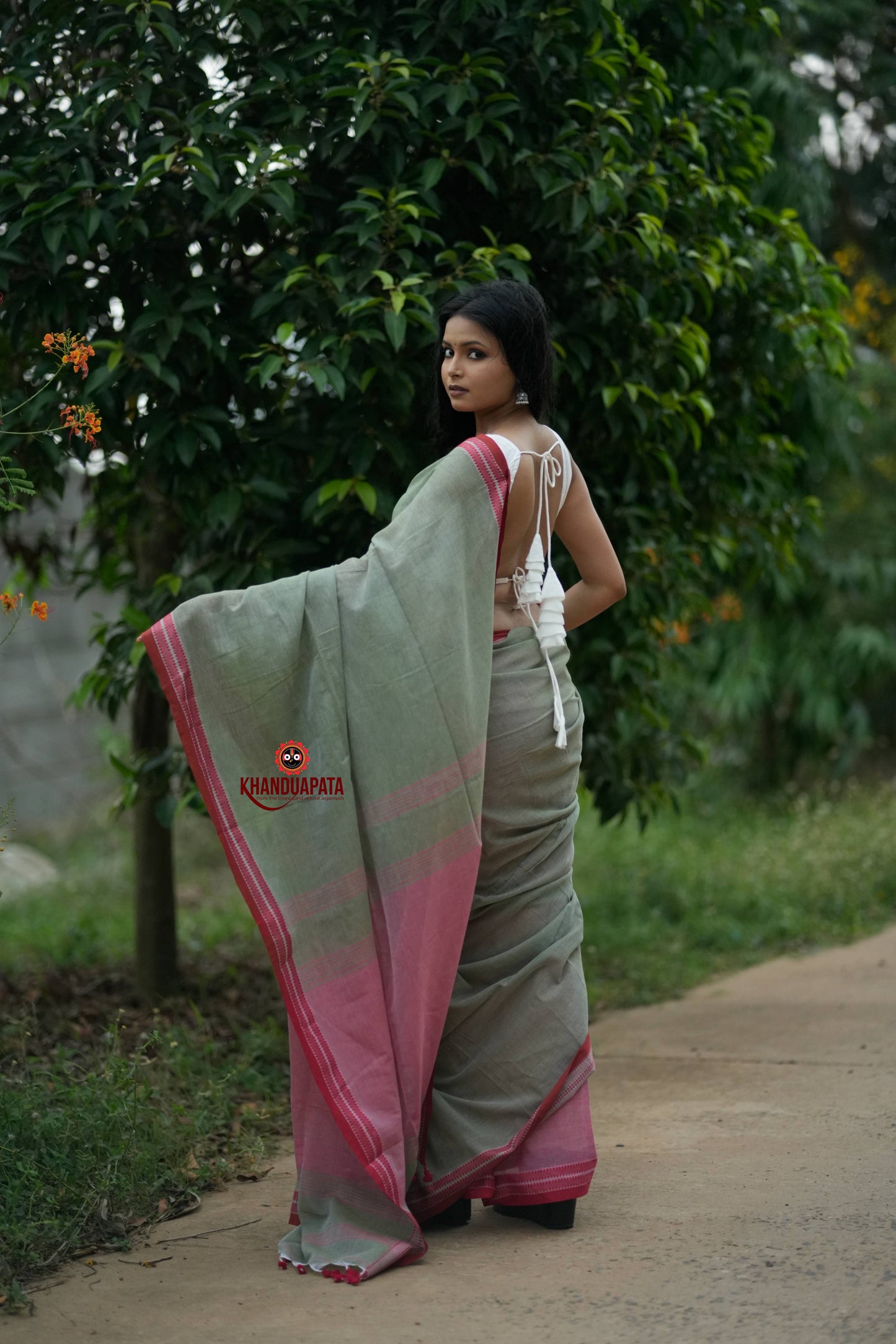 Grey and Blush Colour Cotton Saree For Women