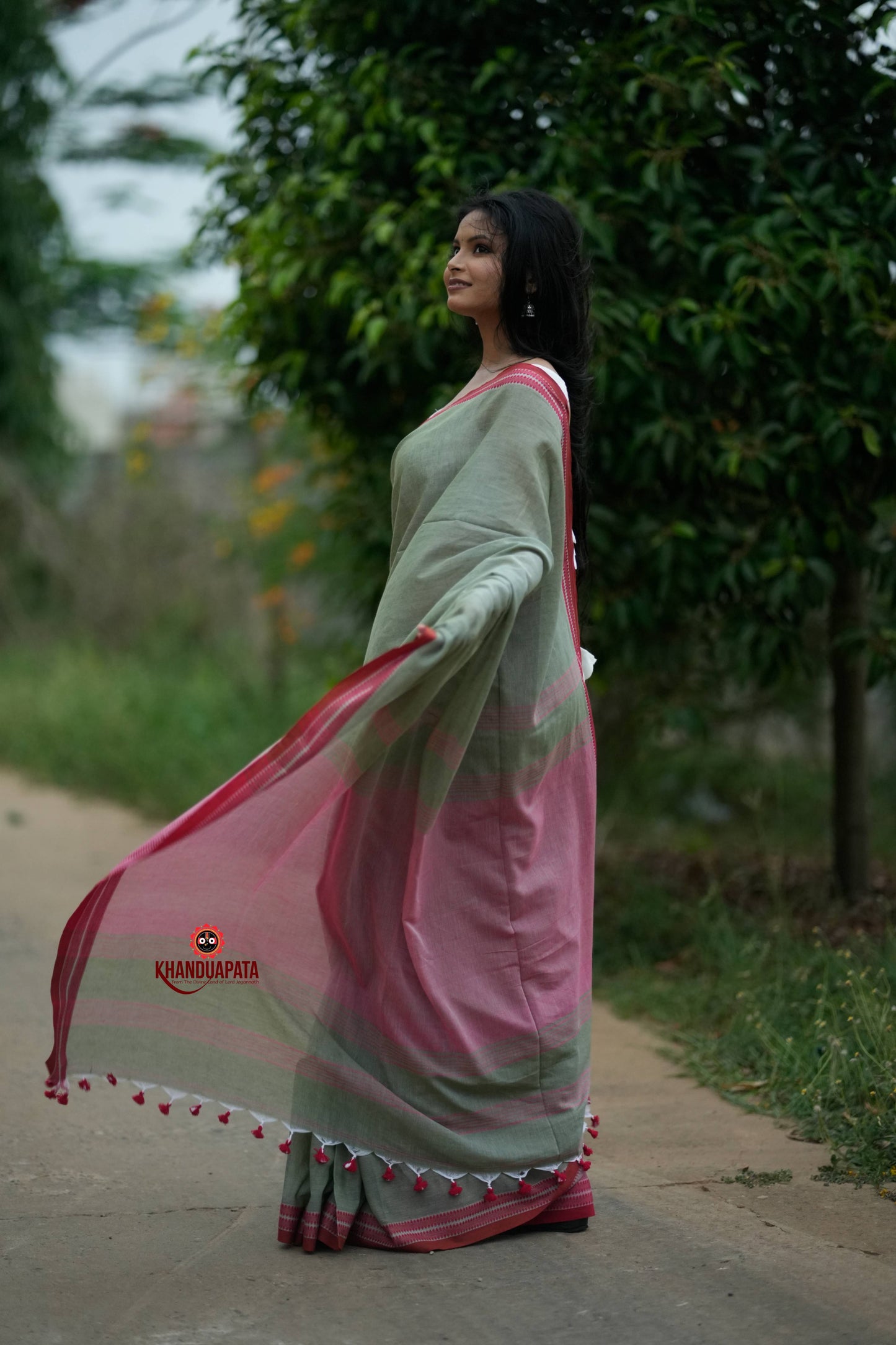 Grey and Blush Colour Cotton Saree For Women