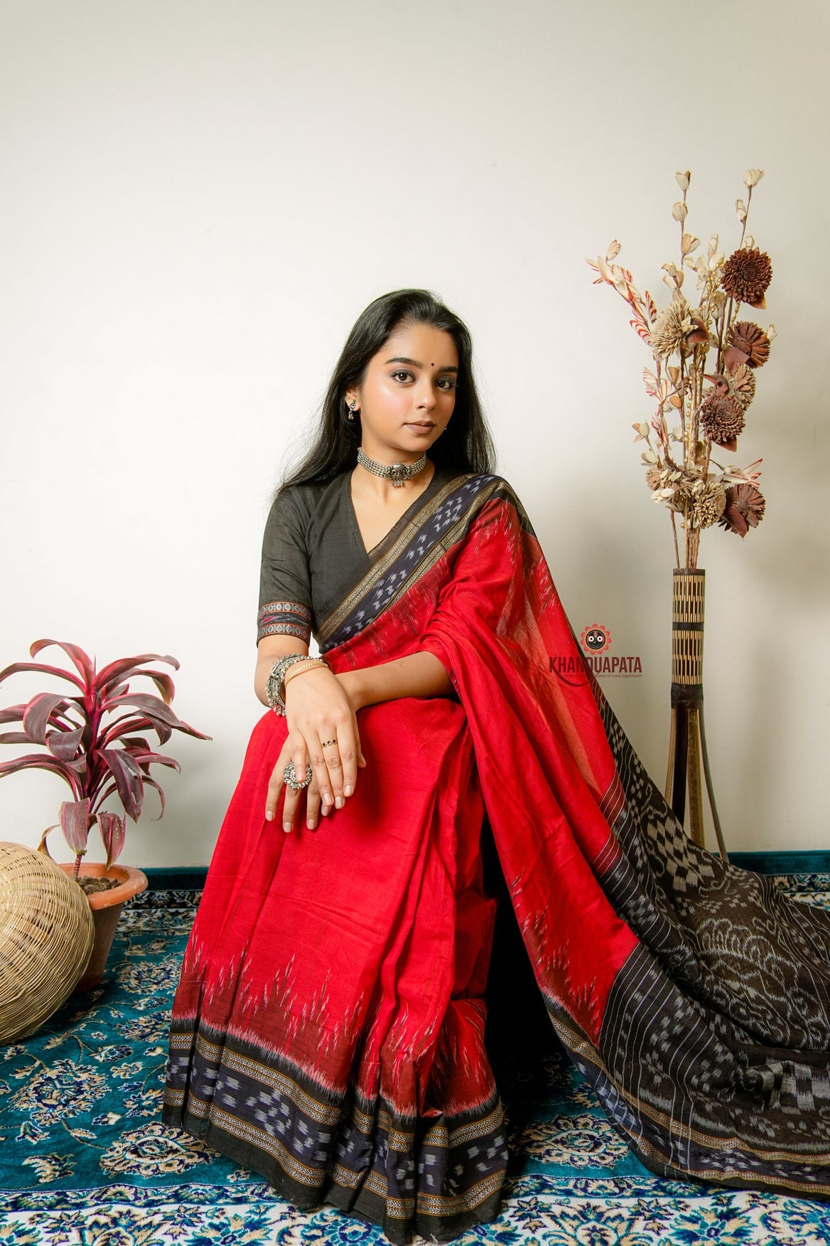 Maroon Plain Pasapali Border Cotton Saree For Women