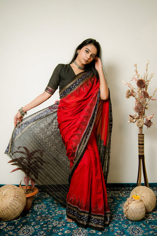 Maroon Plain Pasapali Border Cotton Saree For Women