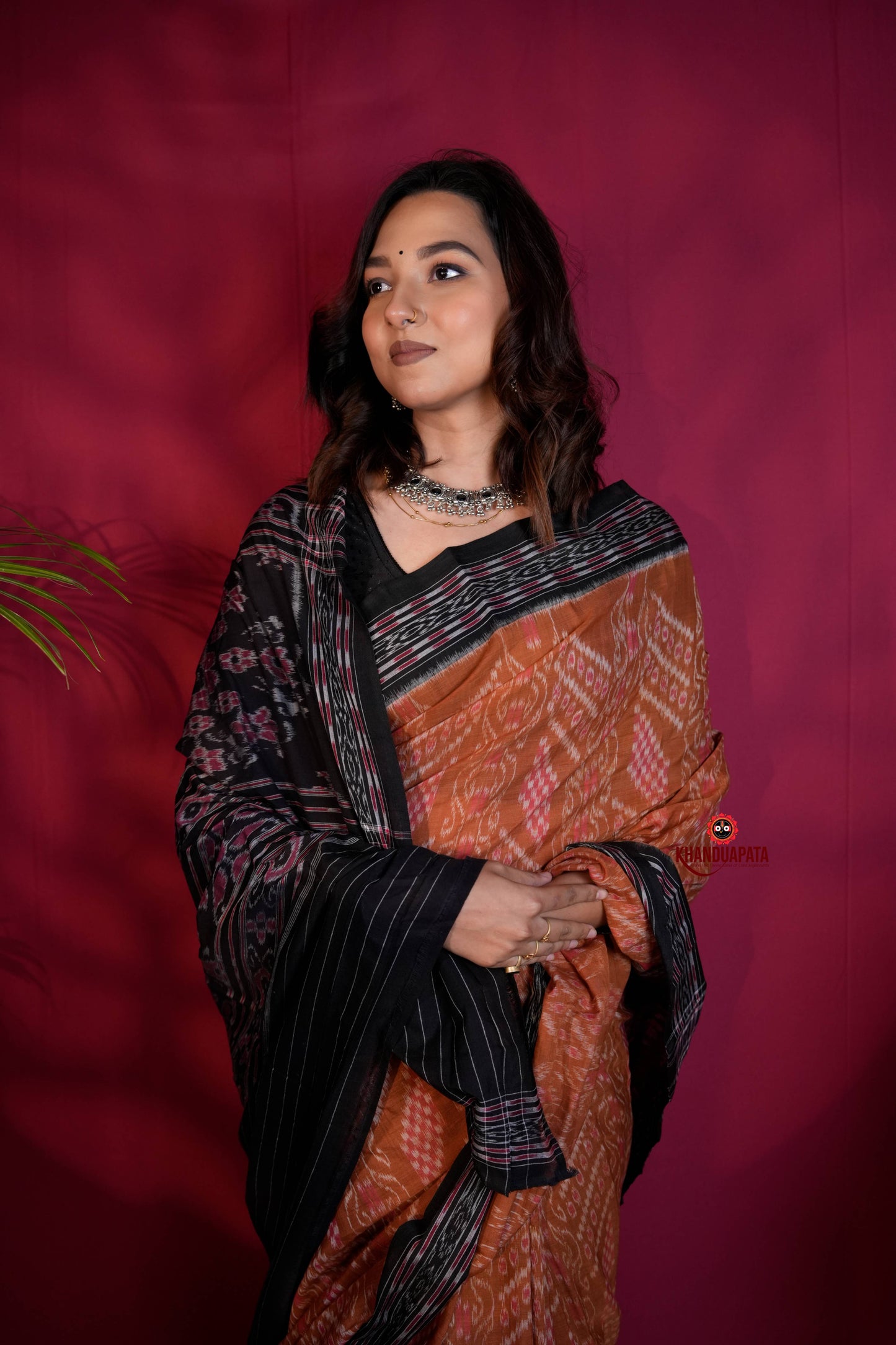 Brown & Black Colour Body Design Cotton Saree For Women