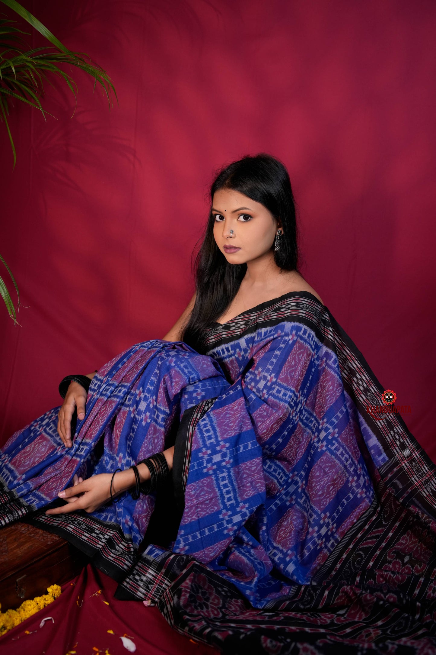 Black & Blue Colour Body Design Cotton Saree For Women