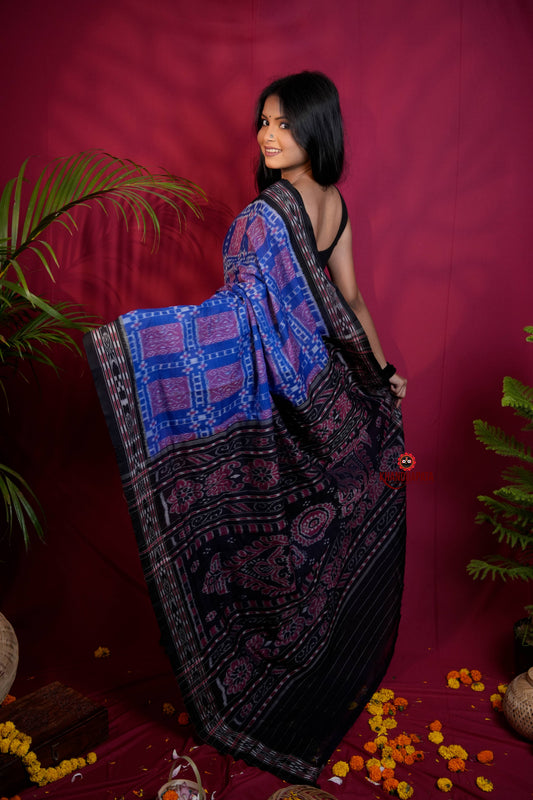 Black & Blue Colour Body Design Cotton Saree For Women