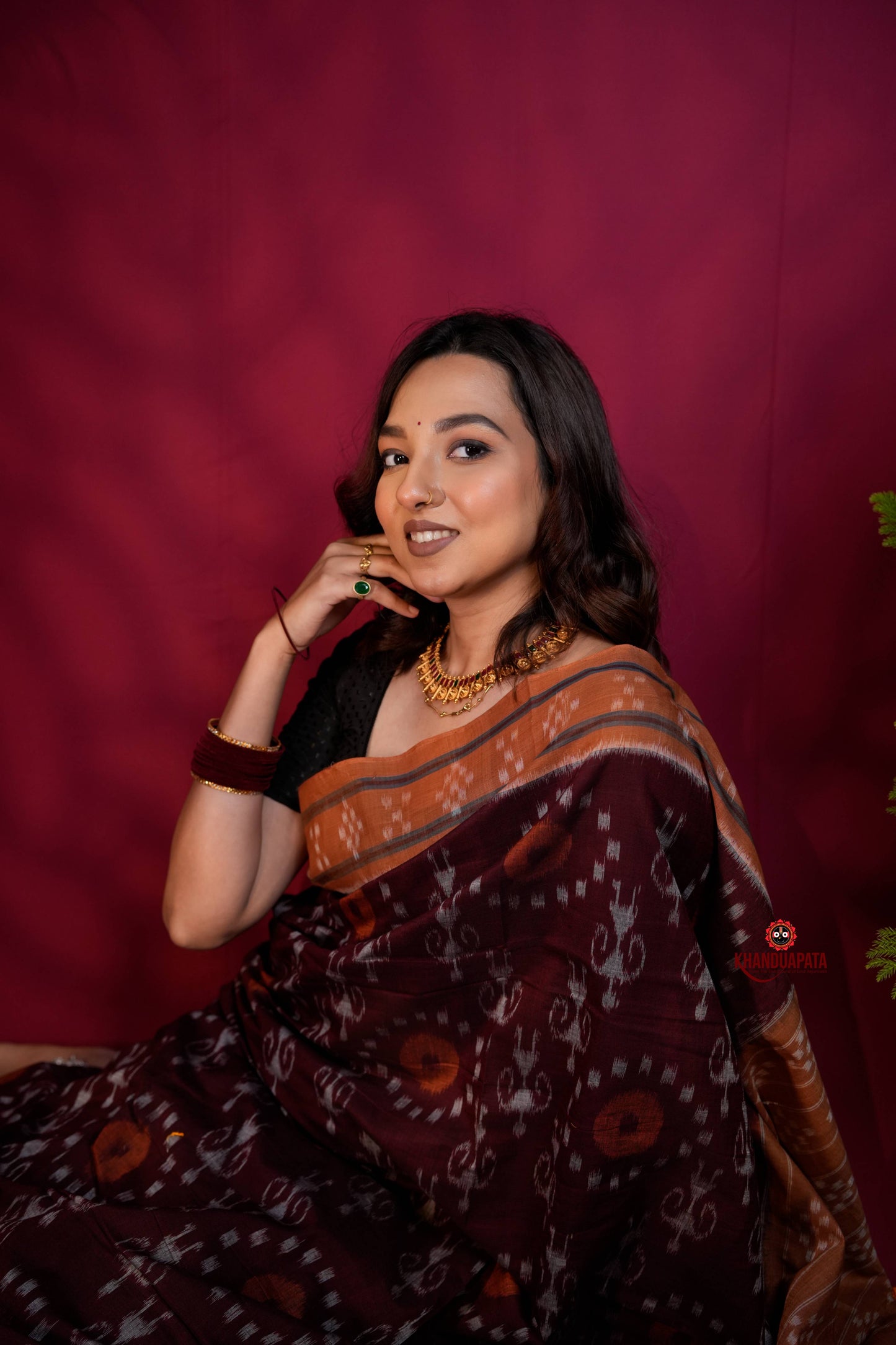 Maroon & Orange Colour Pasapali Border Body Design Cotton Saree For Women