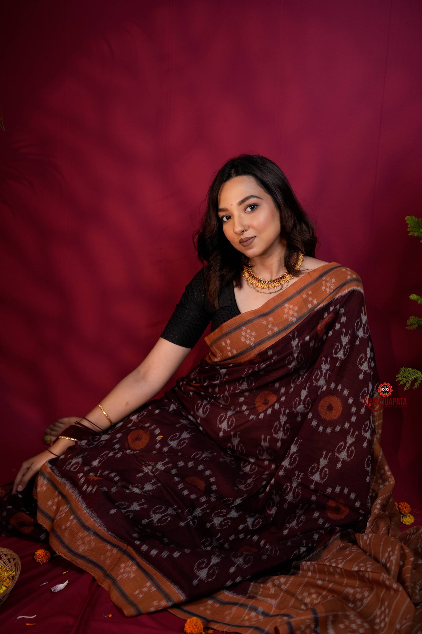 Maroon & Orange Colour Pasapali Border Body Design Cotton Saree For Women