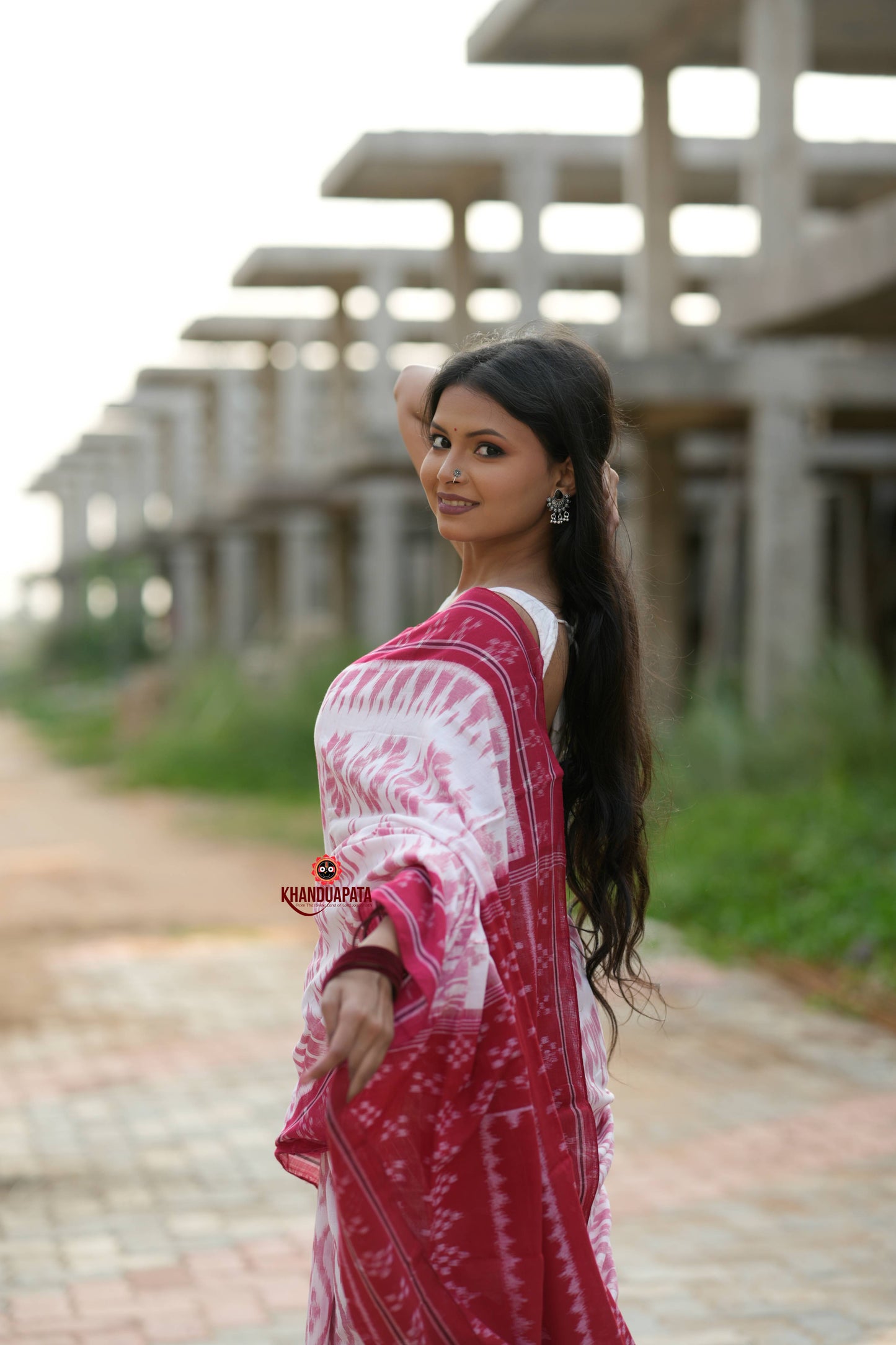 Red & White Border Pasapali Design Cotton Saree For Women