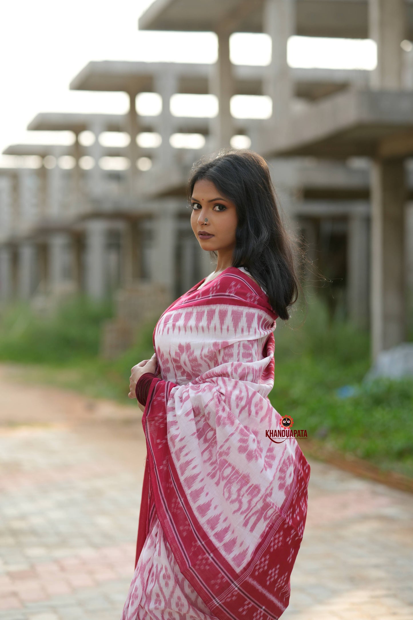 Red & White Border Pasapali Design Cotton Saree For Women