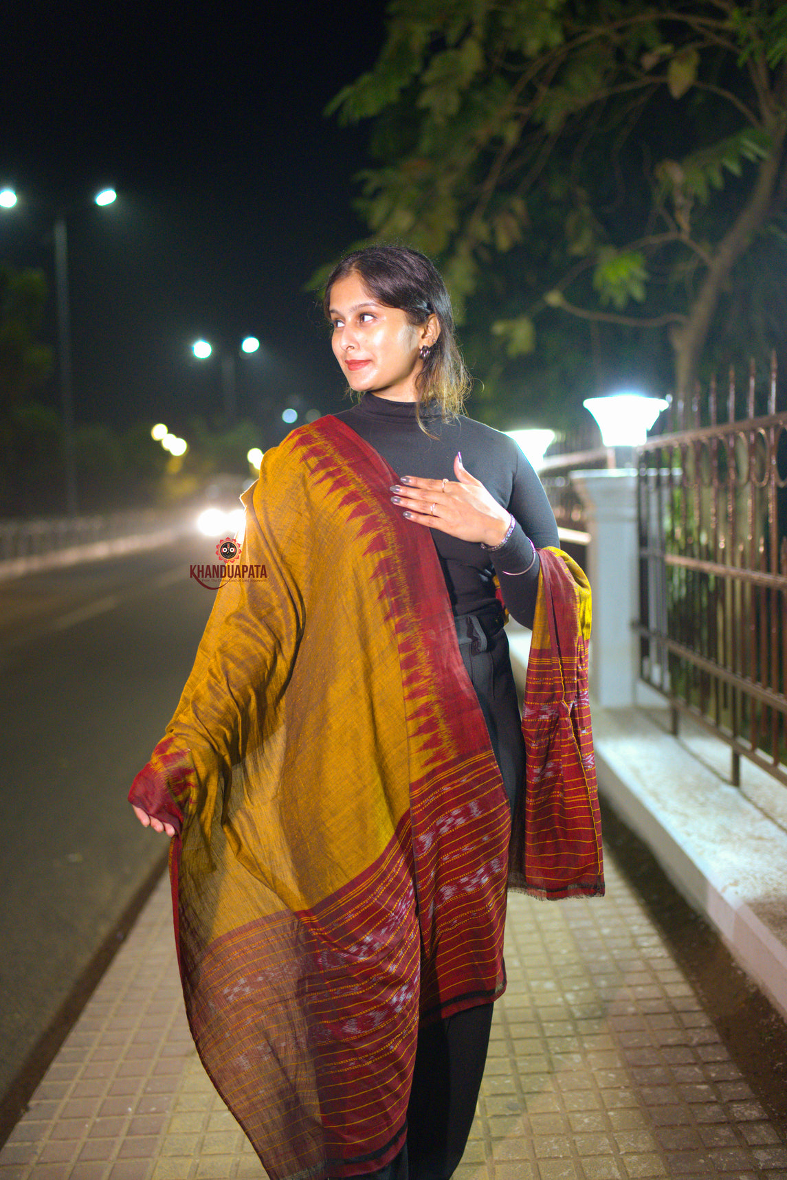 Mustard Colour Plain Design Stole For Women