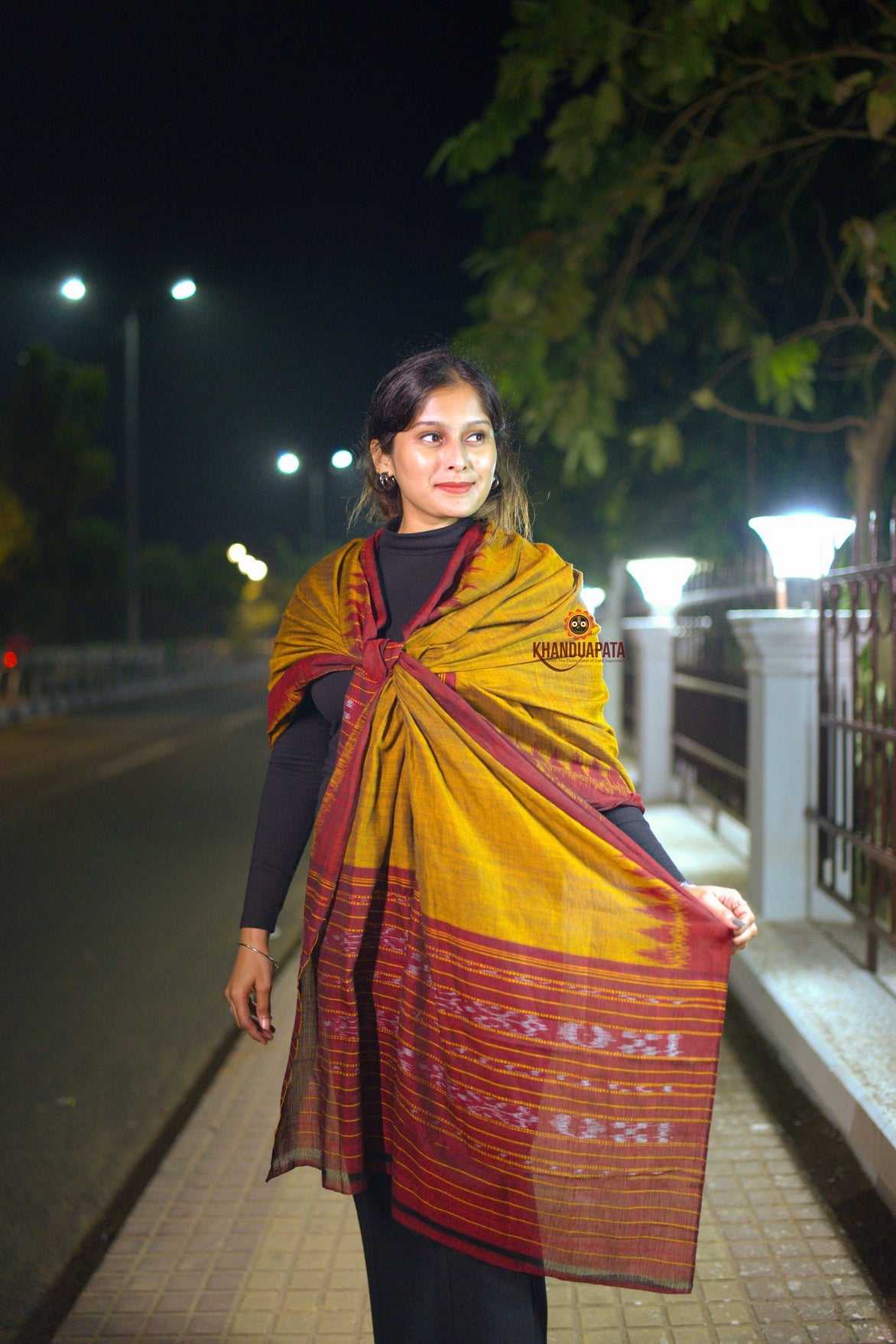 Mustard Colour Plain Design Stole For Women