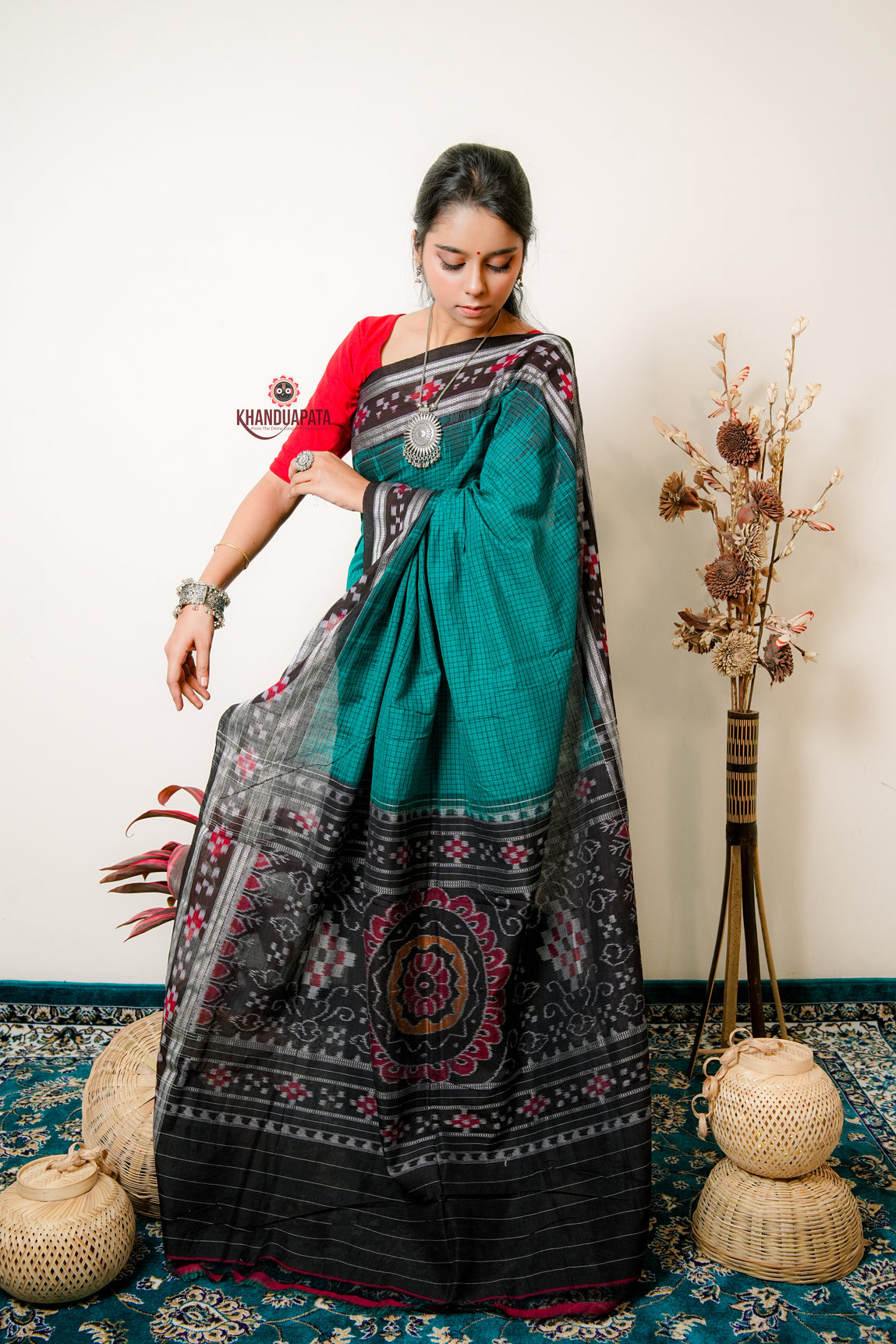 Multicolour Pasaspali Check Design Cotton Saree For Women