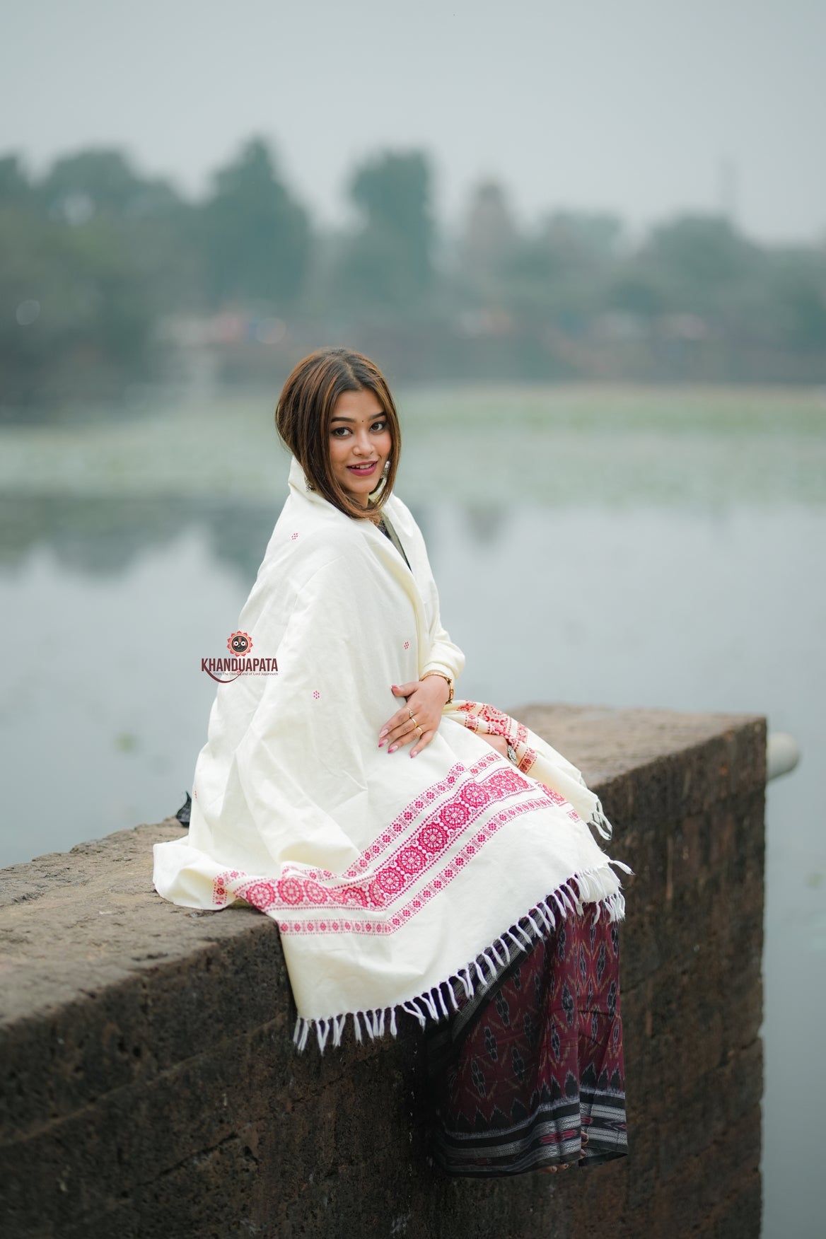 Deep Red Design Heritage Shawl For Winter For Women