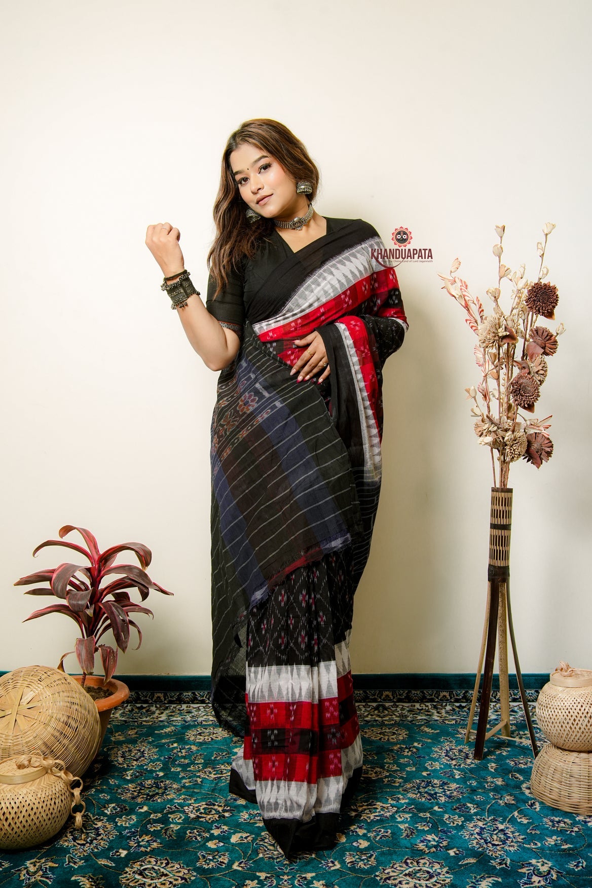 Multicolour Box Design Cotton Saree For Women
