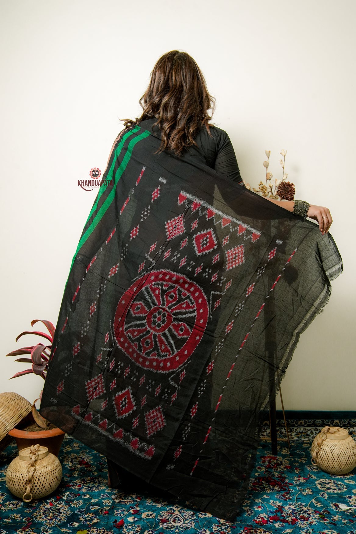 Green And Brown Colour Stripe Design Cotton Saree For Women