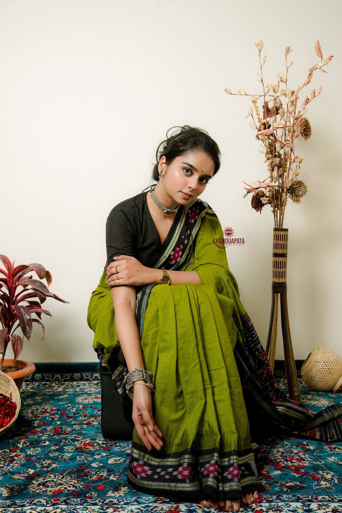 Meadow Green Pasapali Cotton Saree For Women