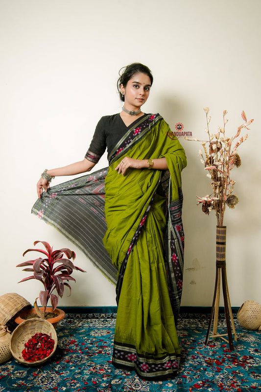Meadow Green Pasapali Cotton Saree For Women