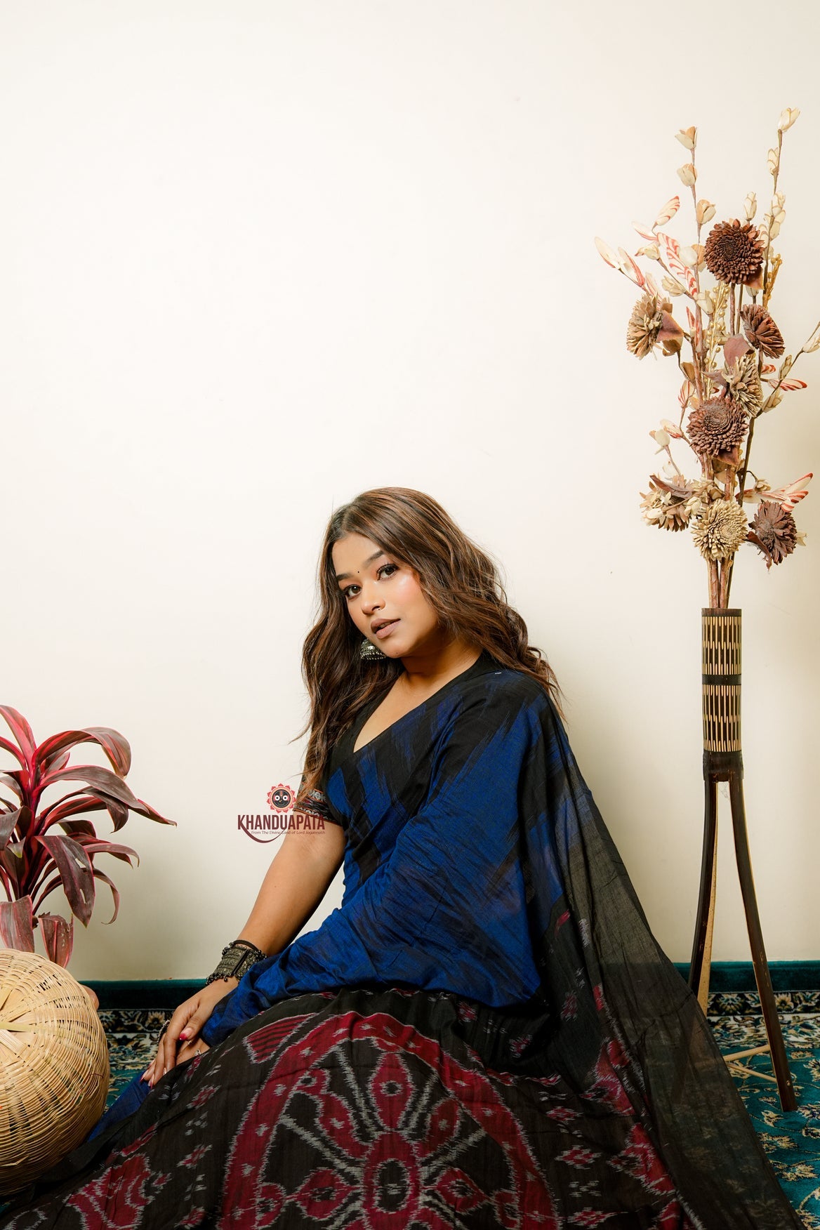 Indigo Blue Plain Cotton Saree For Women