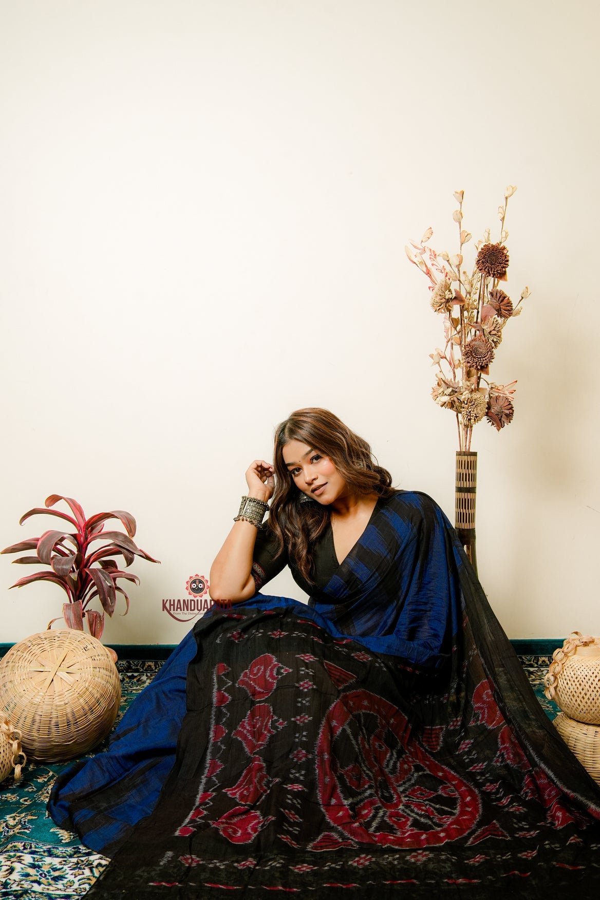 Indigo Blue Plain Cotton Saree For Women