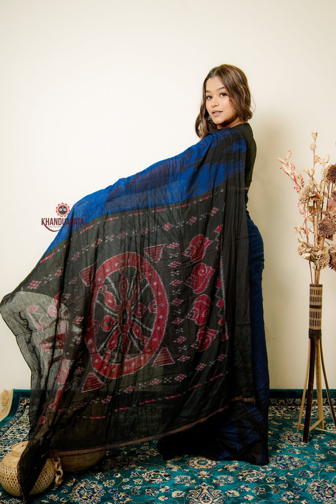 Indigo Blue Plain Cotton Saree For Women