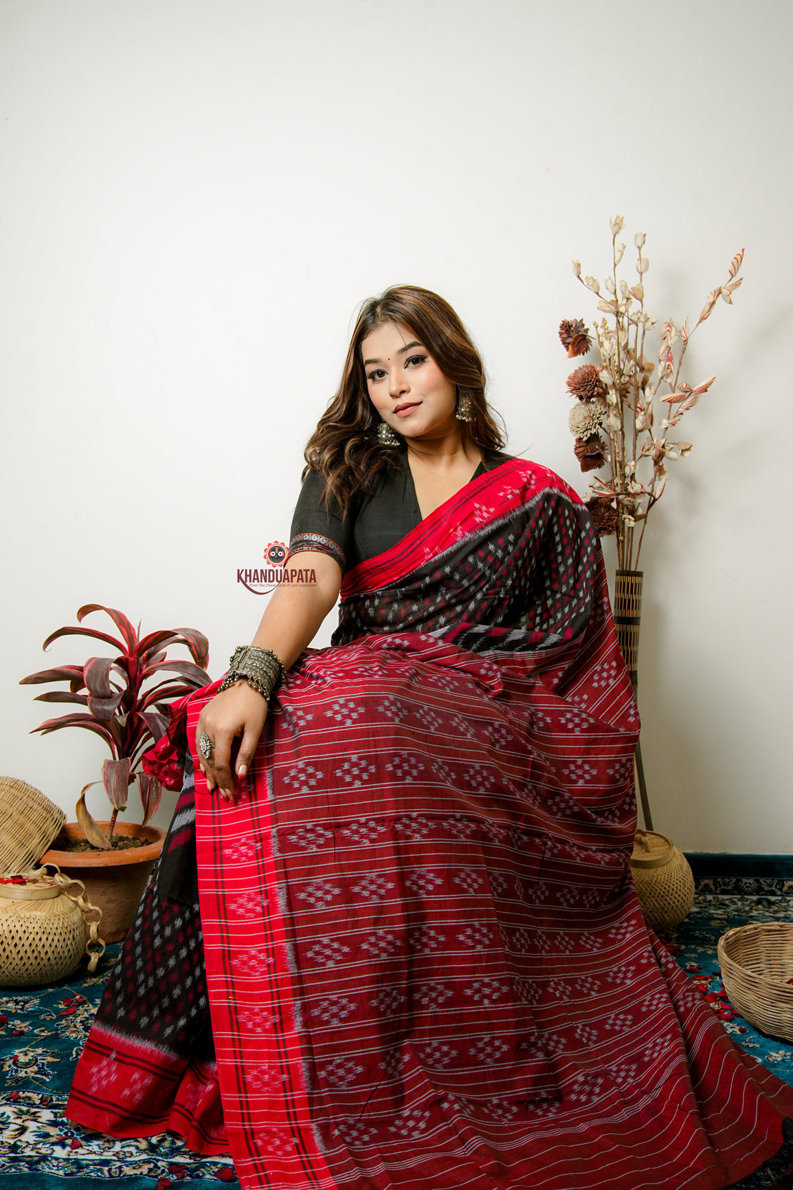 Black Special Star Design Cotton Saree For Women