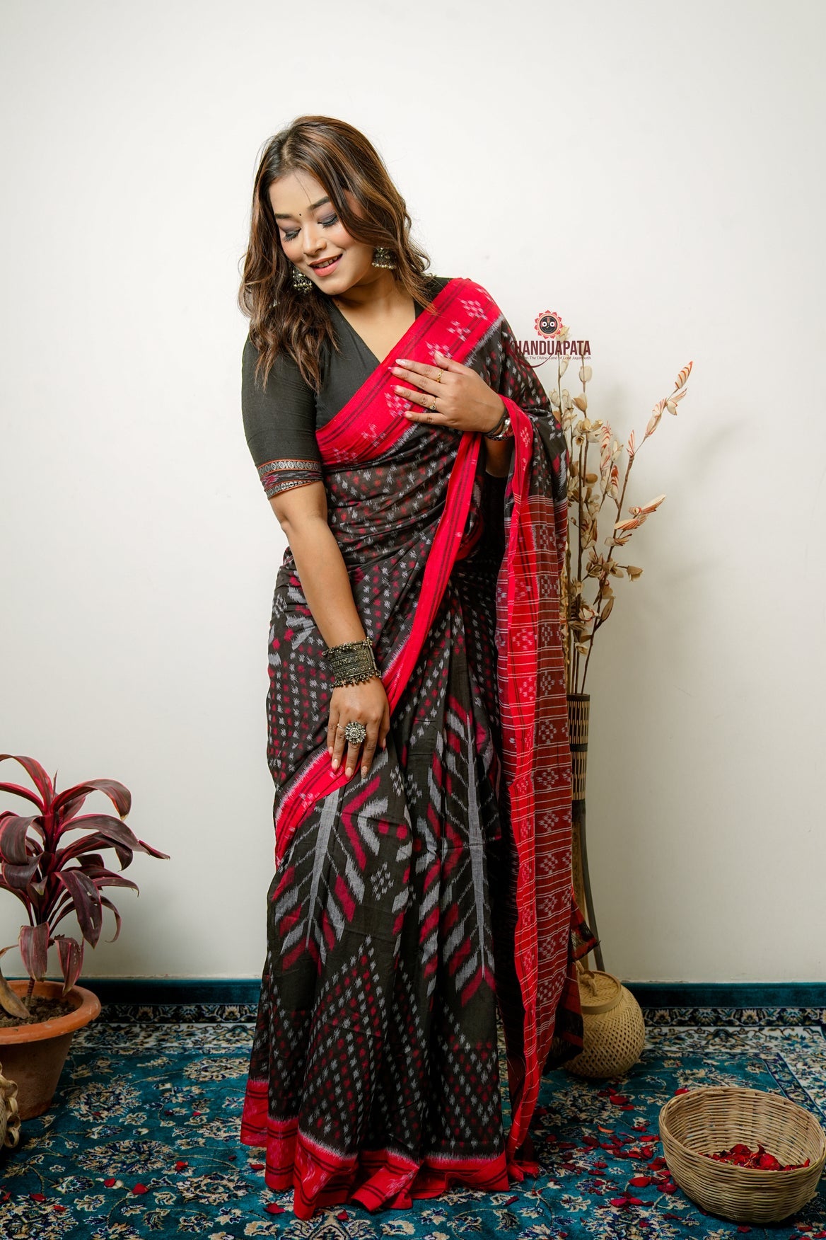 Black Special Star Design Cotton Saree For Women