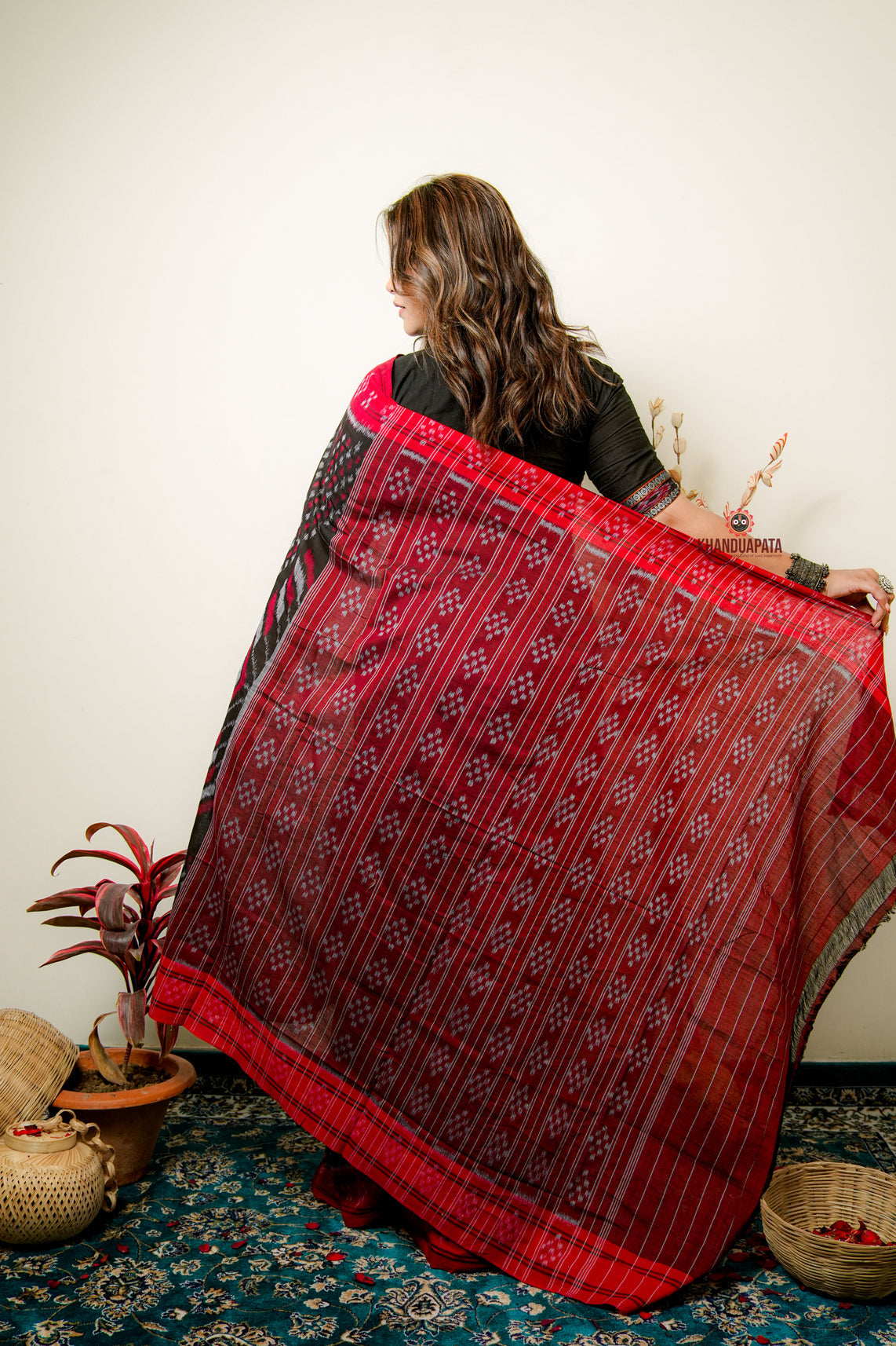 Black Special Star Design Cotton Saree For Women