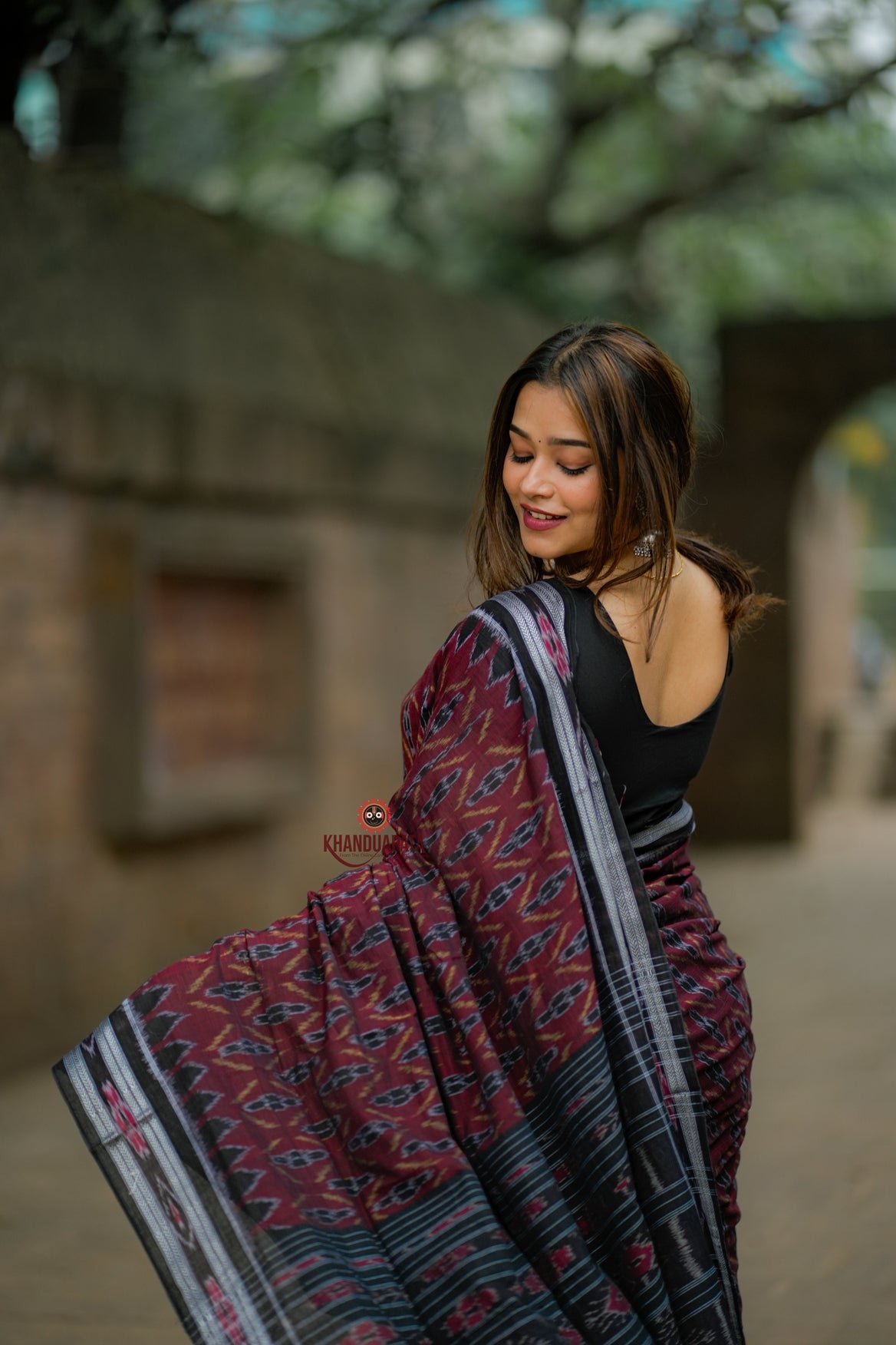 Deep Brown Cotton Saree For Women