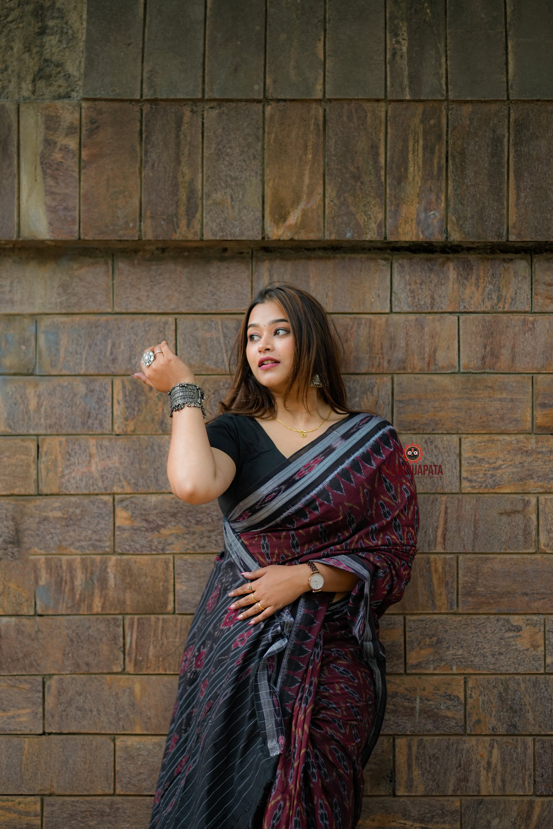 Deep Brown Cotton Saree For Women