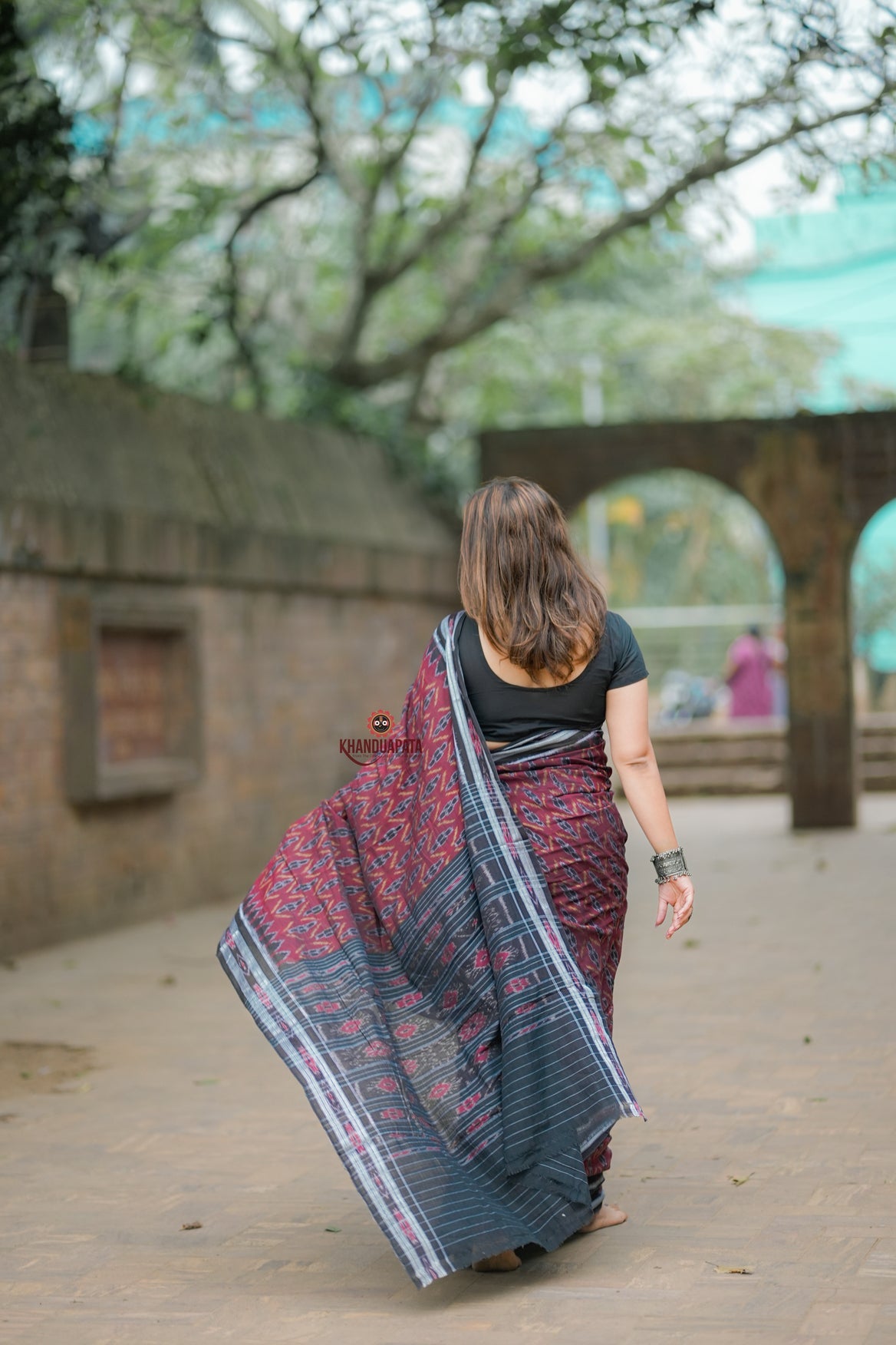 Deep Brown Cotton Saree For Women