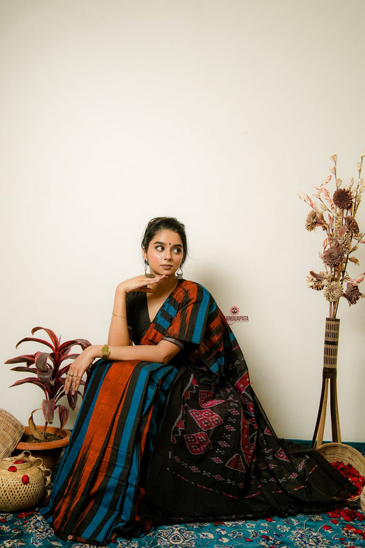 Multicolour Stripe Design Cotton Saree For Women