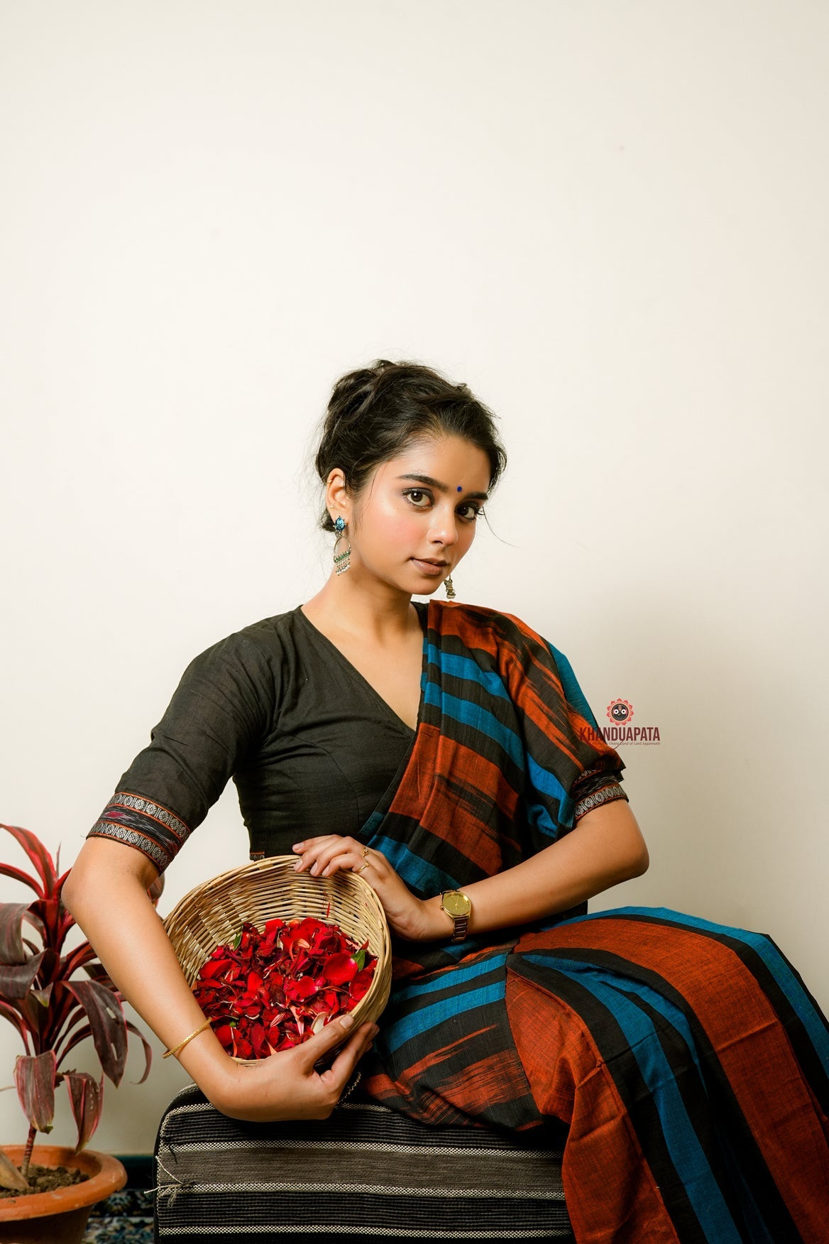 Multicolour Stripe Design Cotton Saree For Women