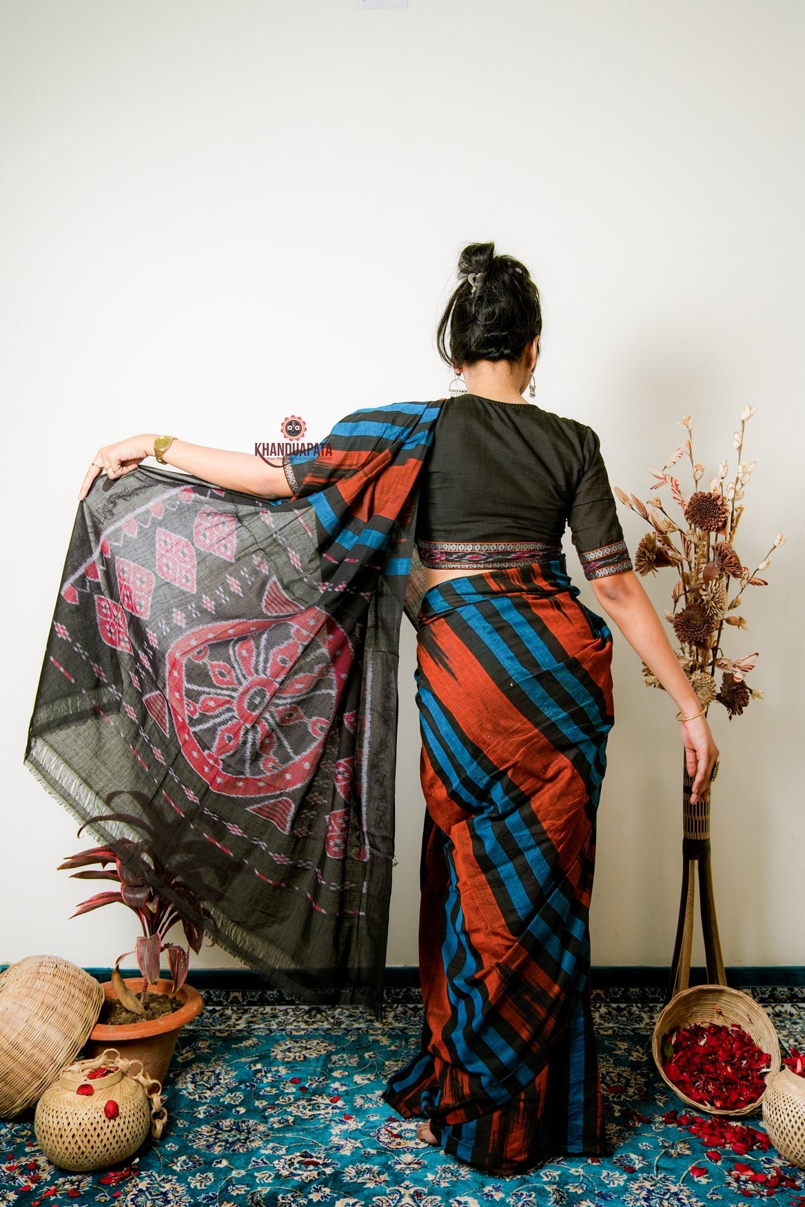 Multicolour Stripe Design Cotton Saree For Women