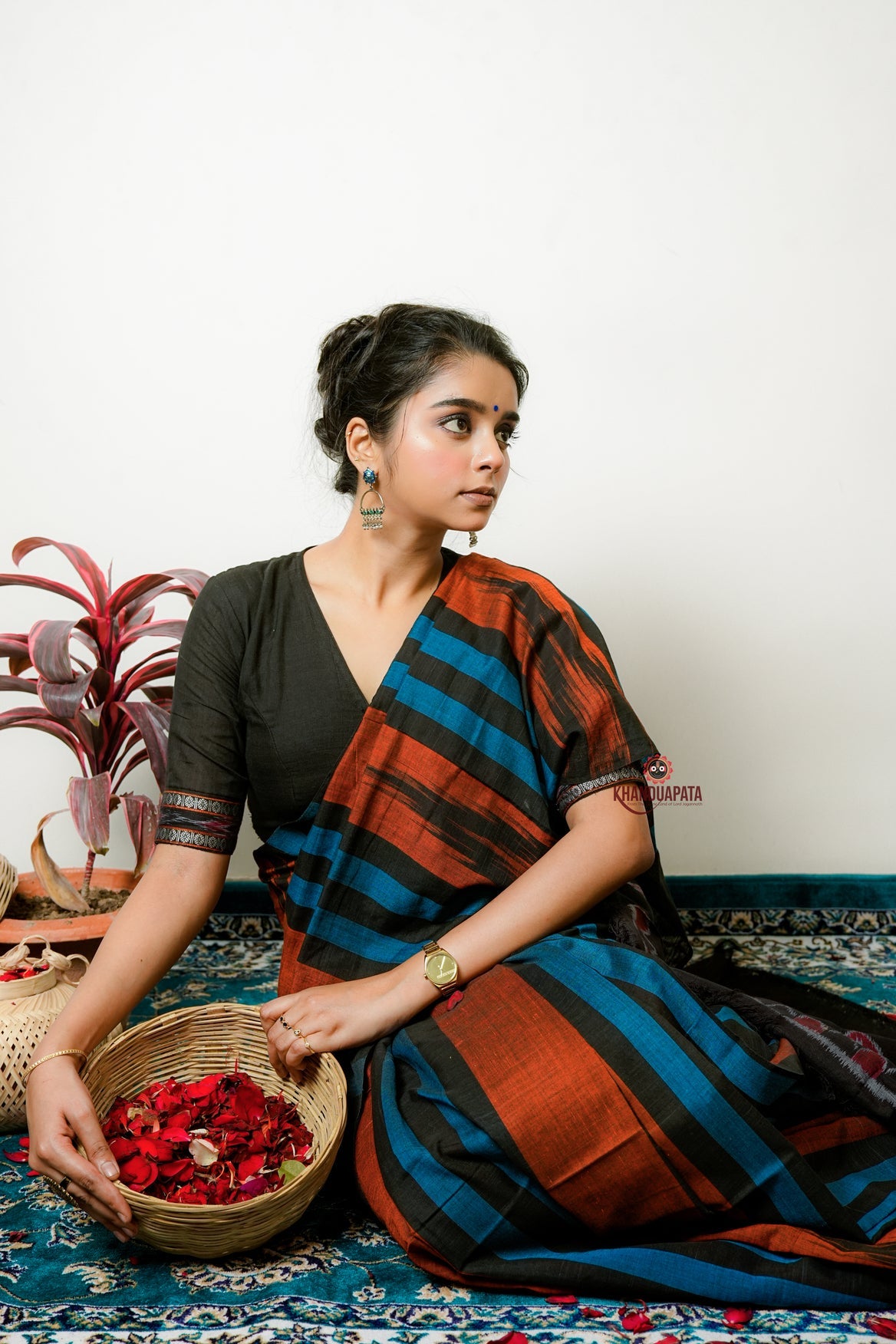 Multicolour Stripe Design Cotton Saree For Women