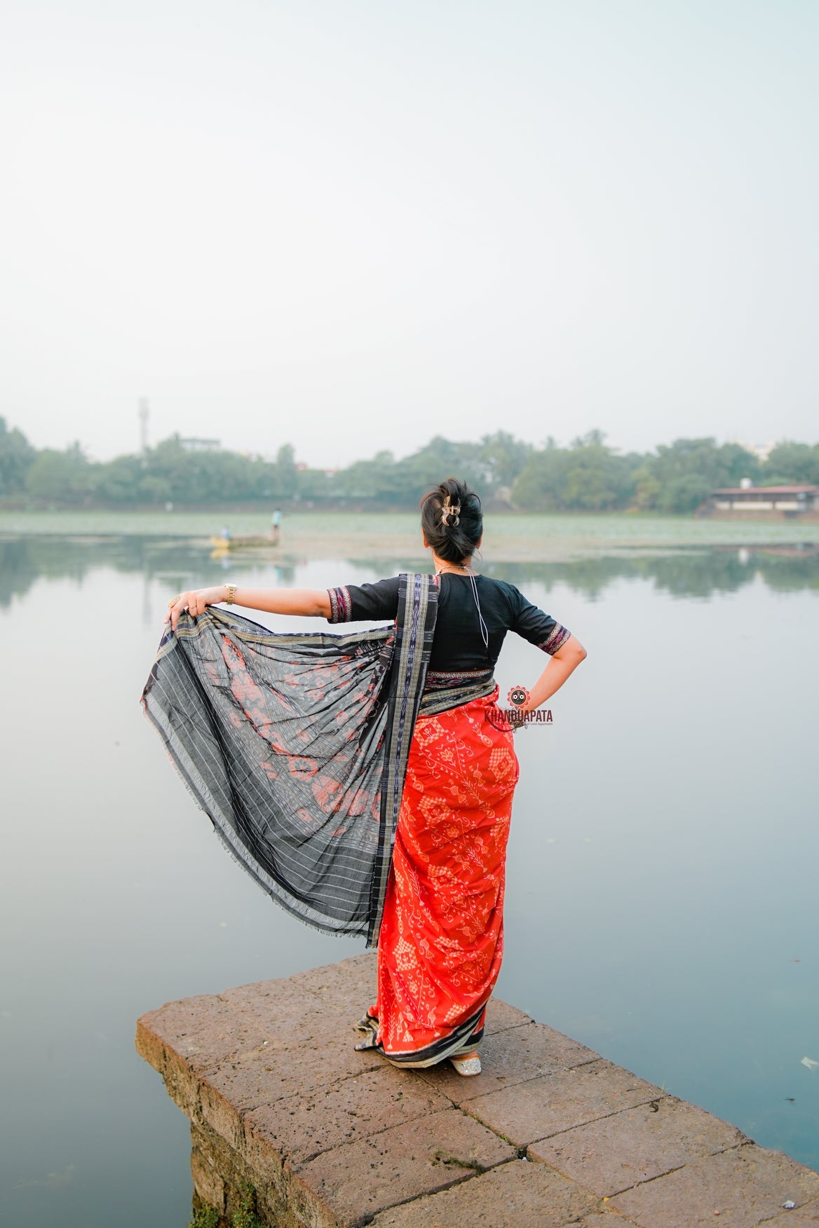 Light Red Doll Design Cotton Saree For Women