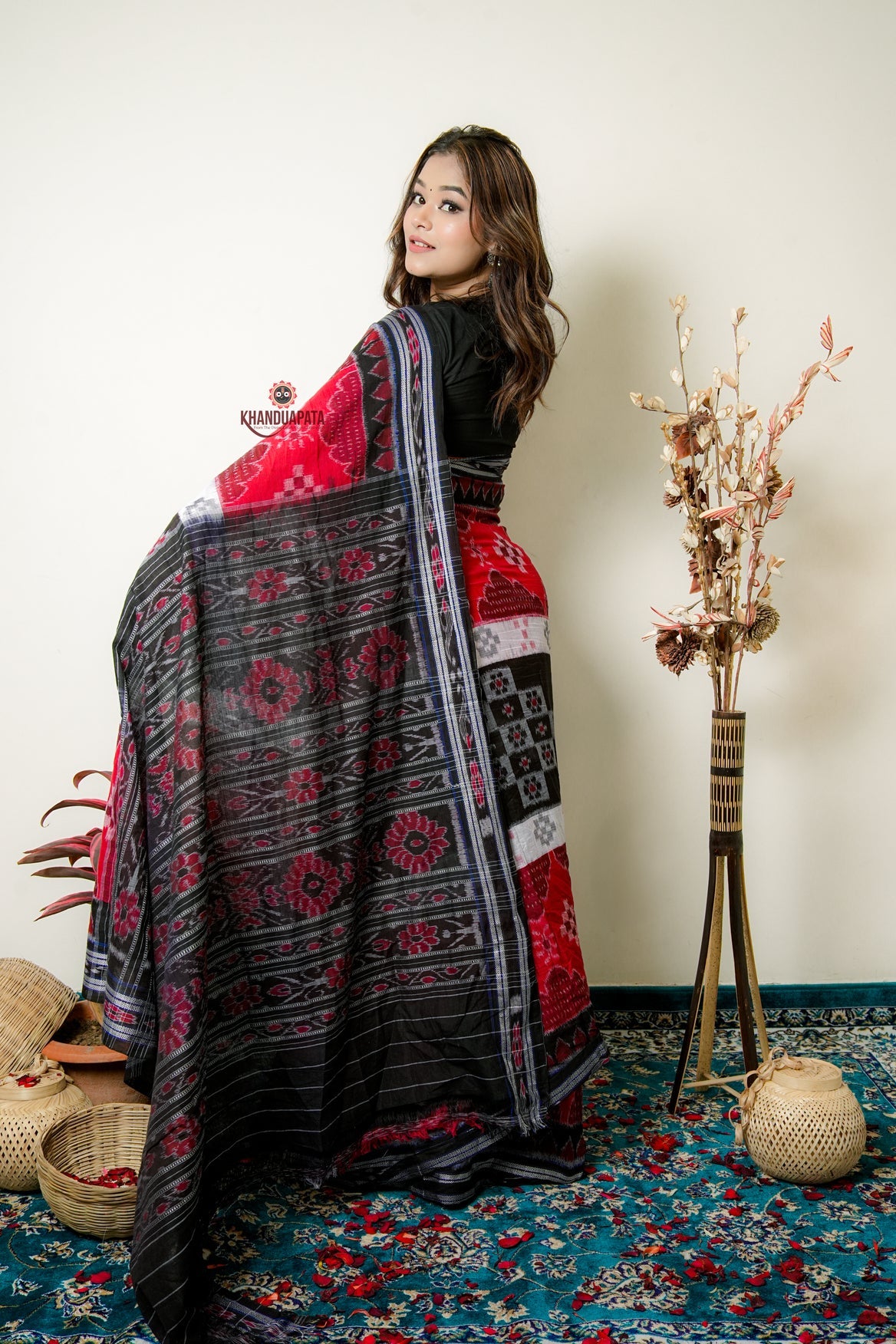 Multicolor Temple Design Cotton Saree For Women