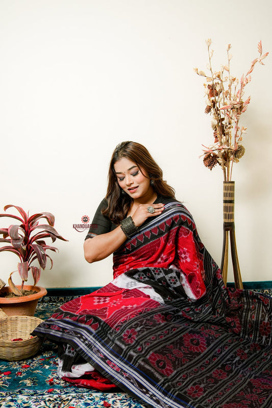 Multicolor Temple Design Cotton Saree For Women
