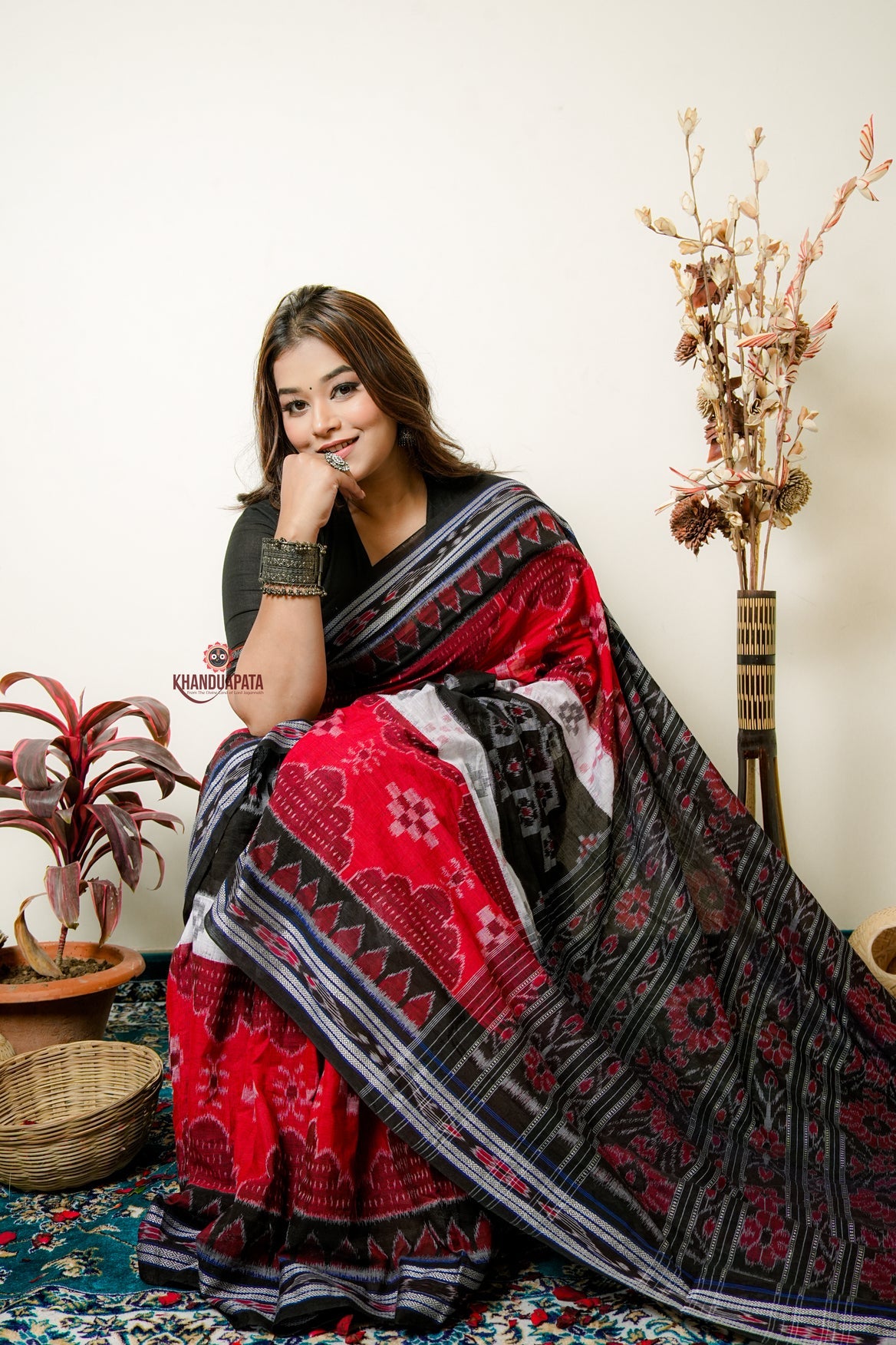 Multicolor Temple Design Cotton Saree For Women