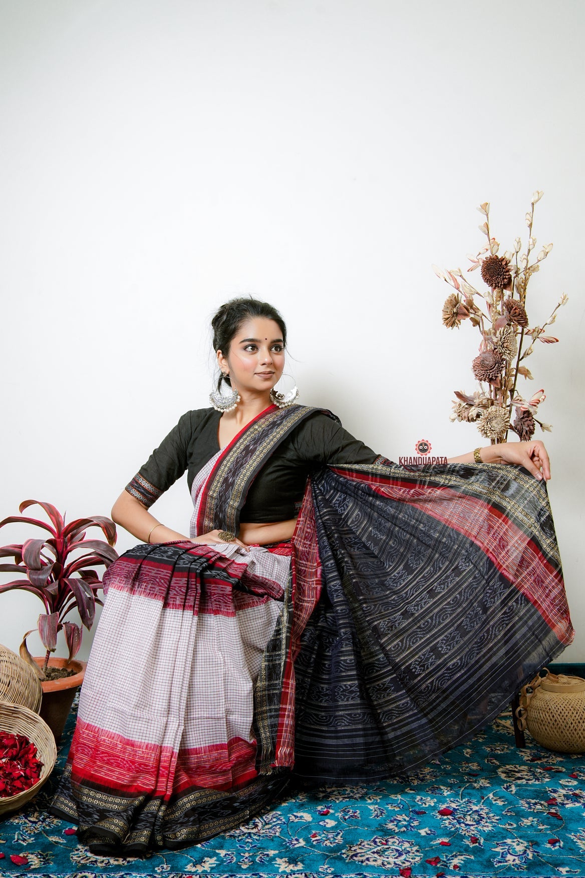 Multicoulour Check Design Cotton Saree For Women