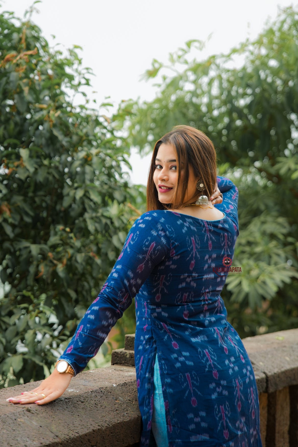 Indigo Blue Design Unstitched Cotton Suit For Women