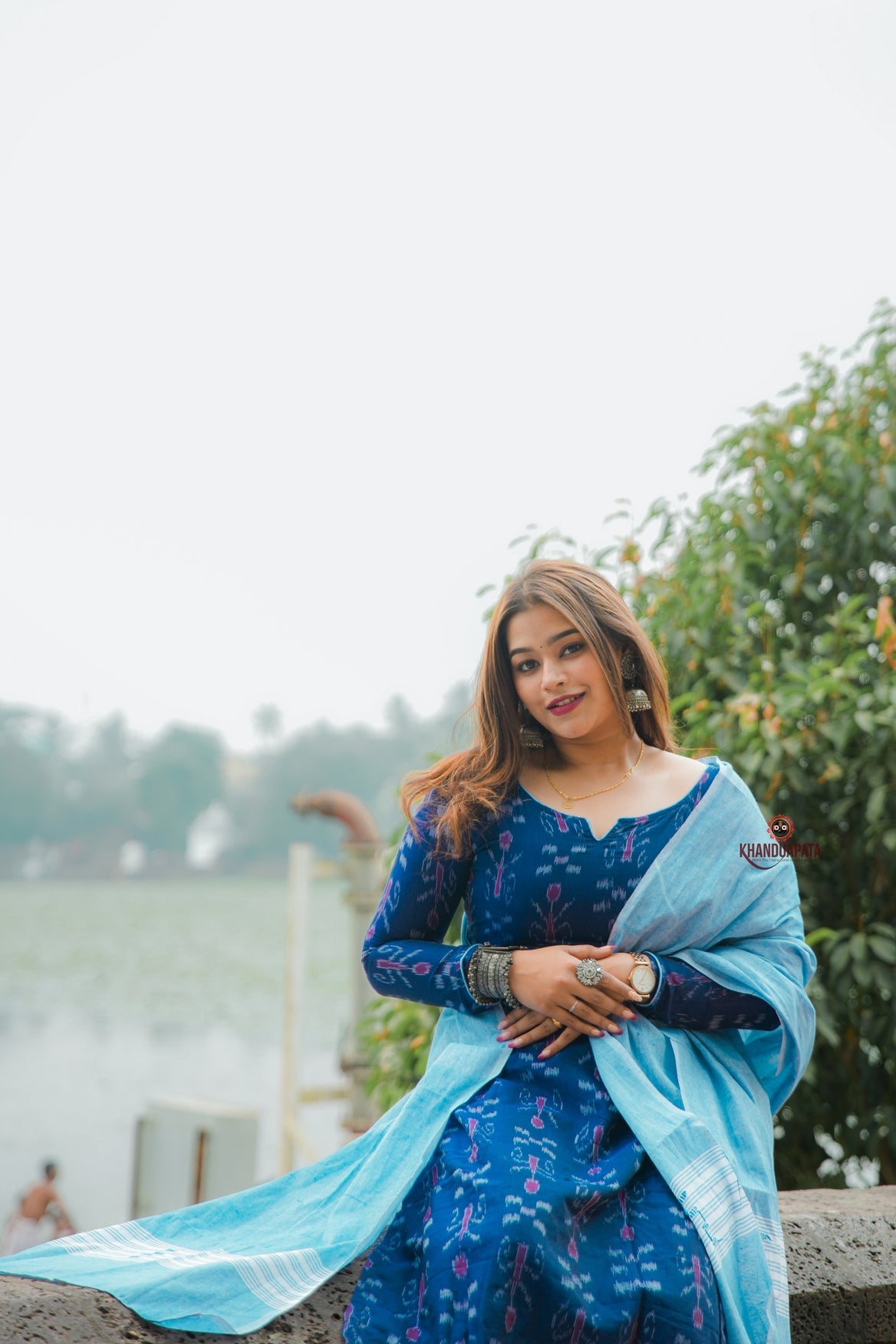 Indigo Blue Design Unstitched Cotton Suit For Women