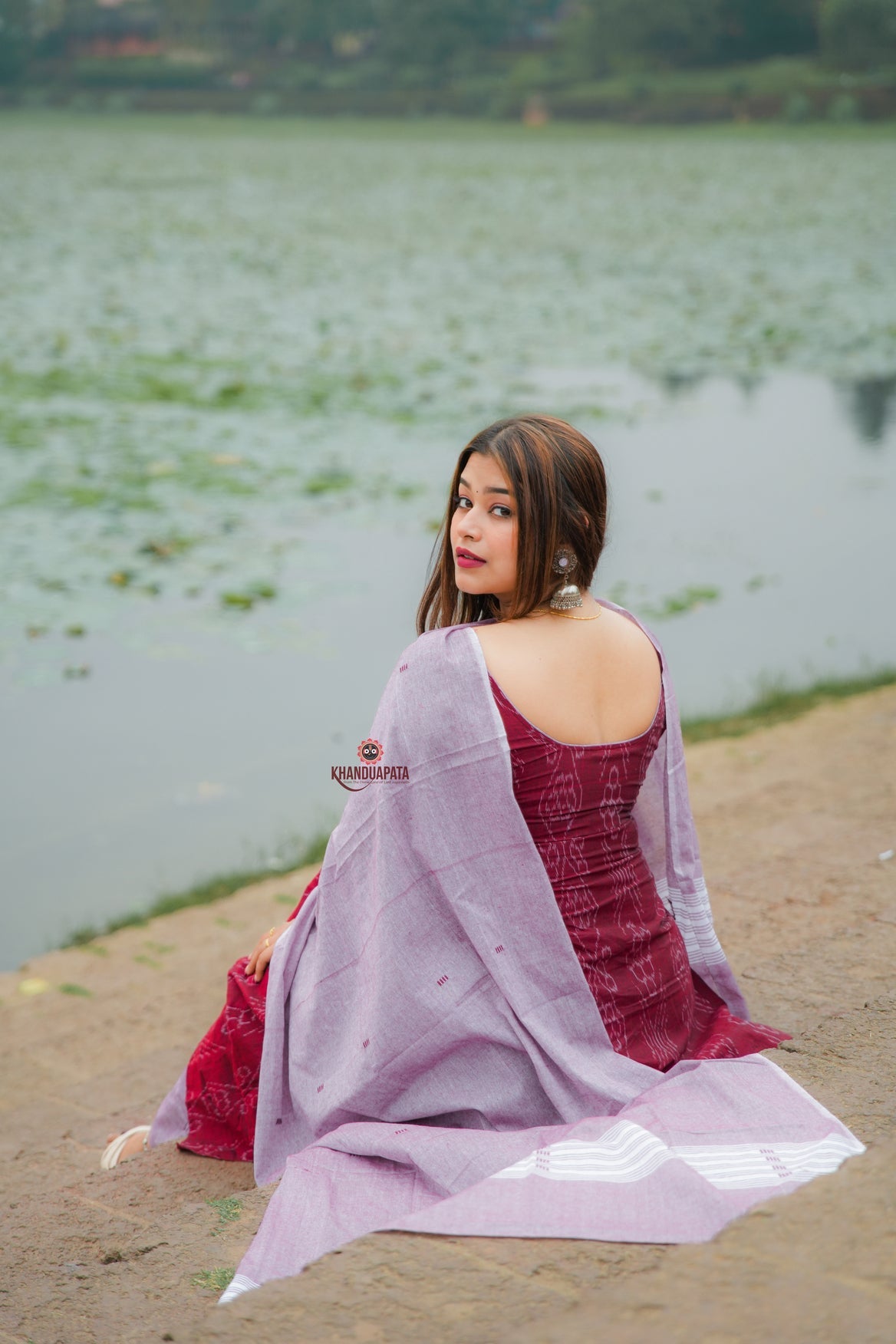 Maroon Design Unstitched Cotton Suit For Women