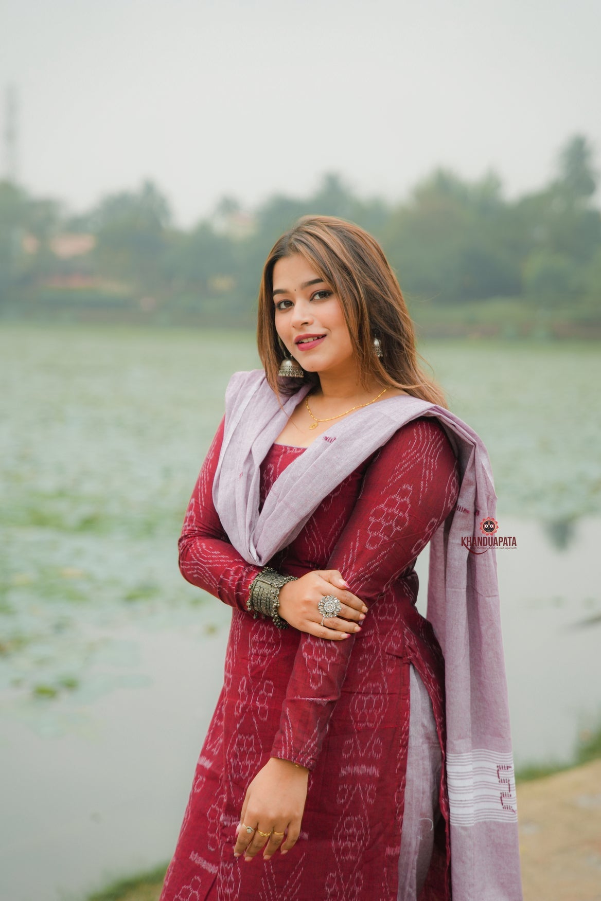 Maroon Design Unstitched Cotton Suit For Women