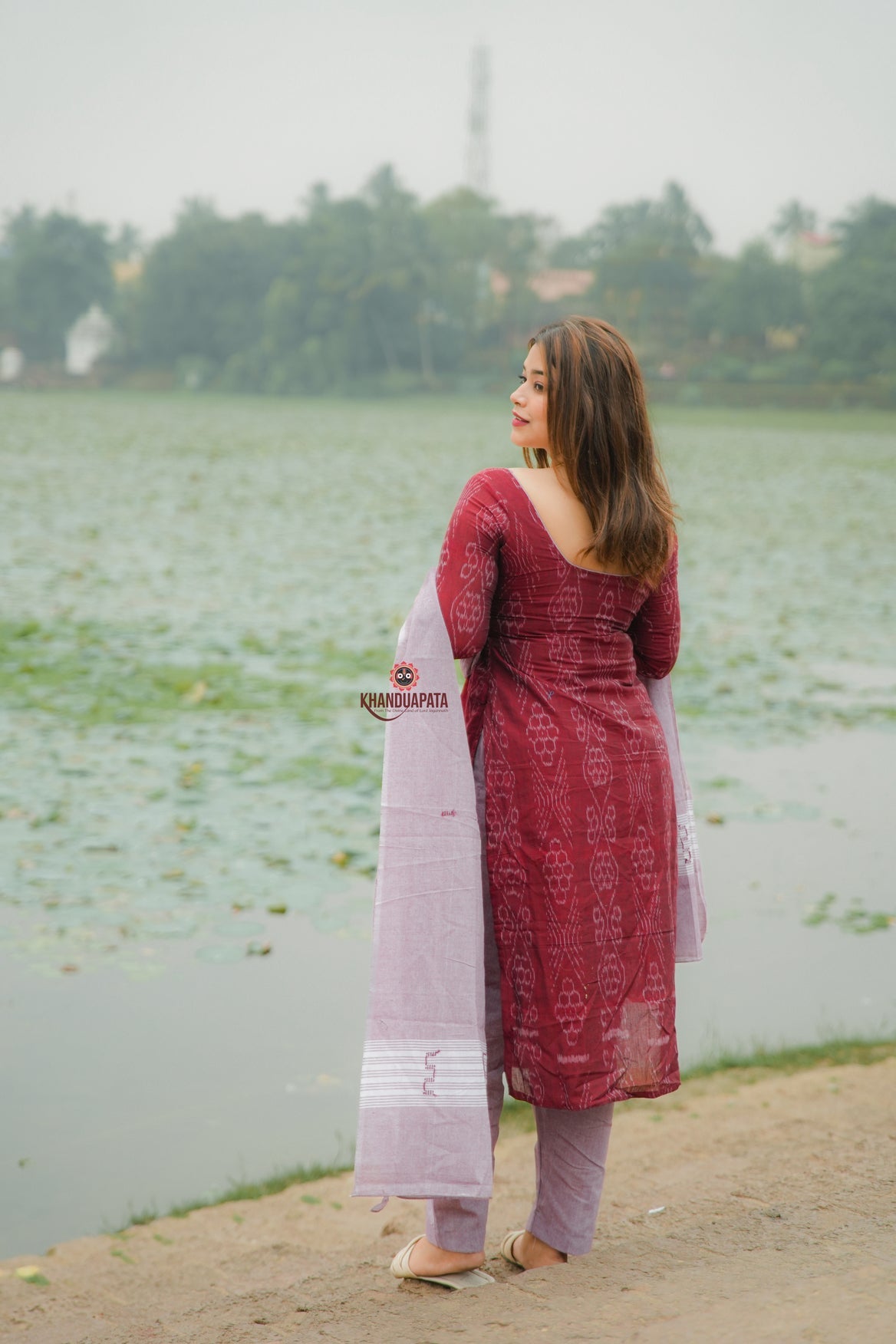 Maroon Design Unstitched Cotton Suit For Women