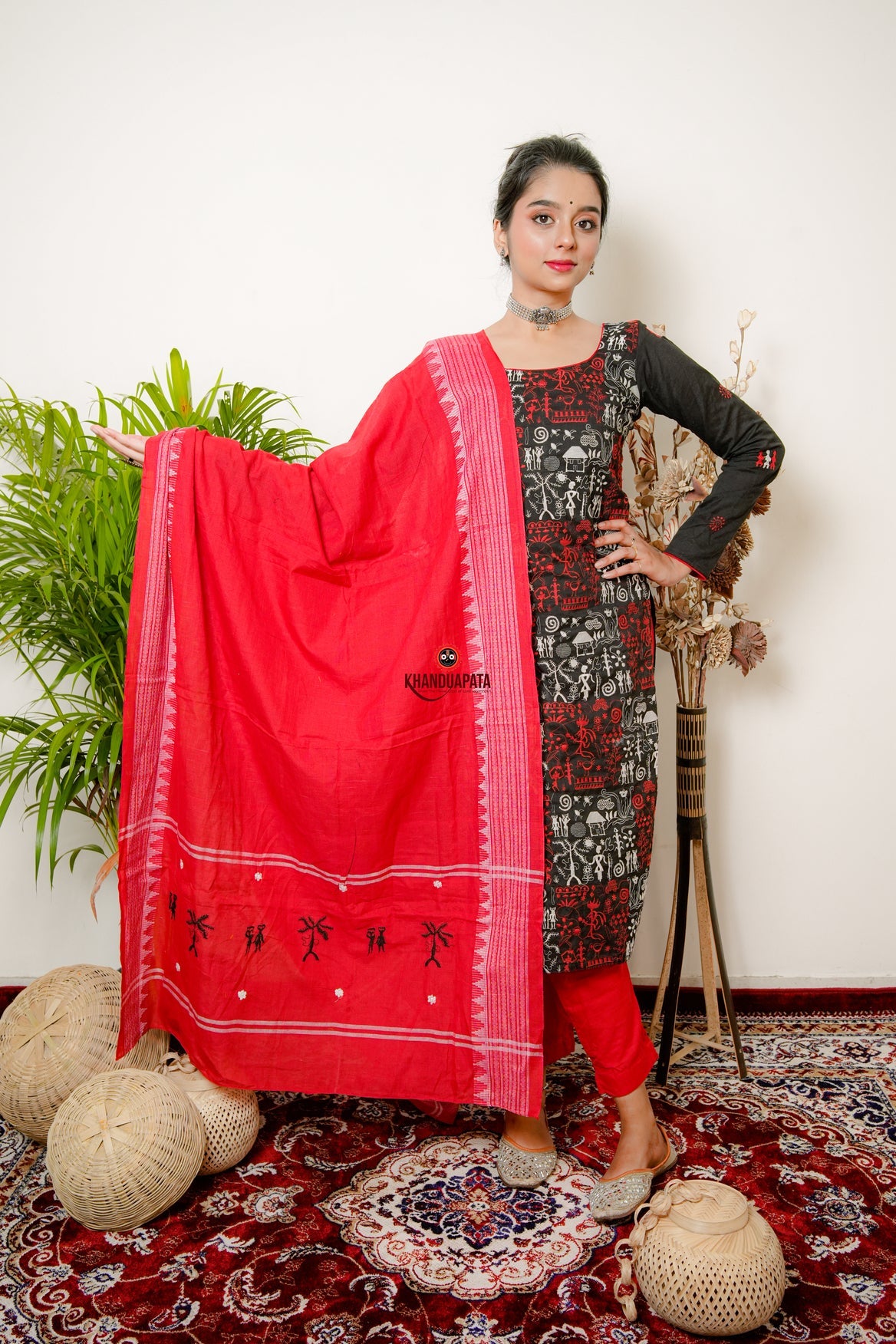 Multicolor Embroidery Tribal Design Unstitched Suit For Women