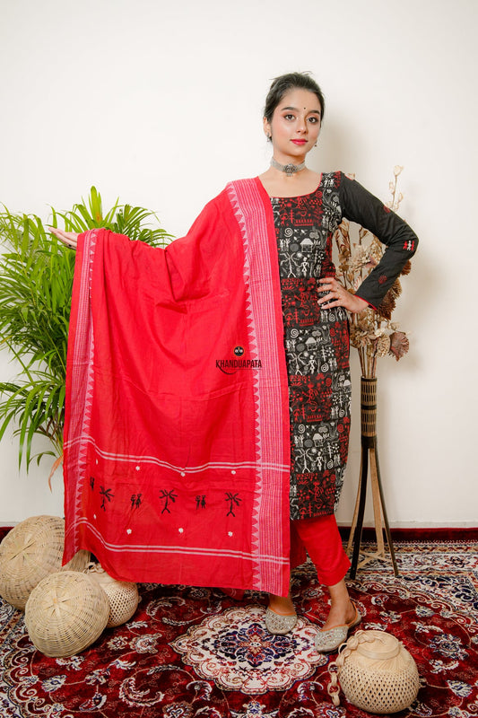 Multicolor Embroidery Tribal Design Unstitched Suit For Women
