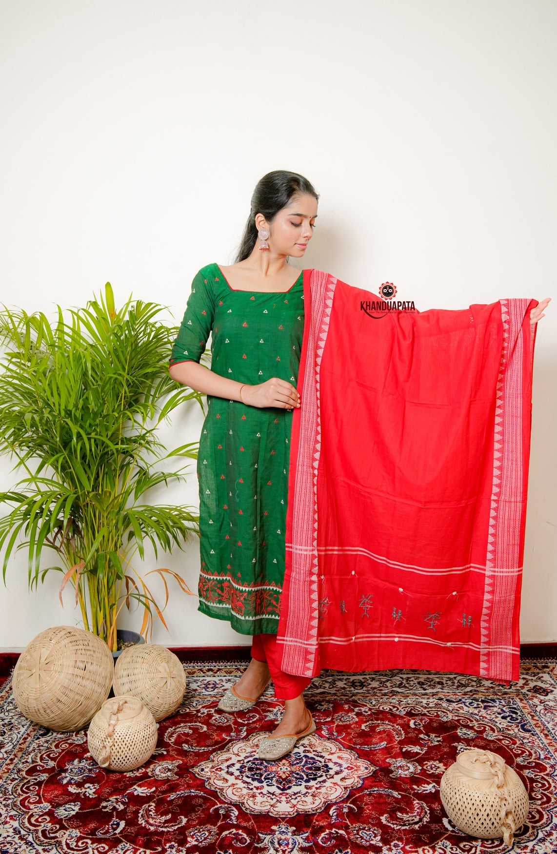 Multicolor Embroidery Triangle Design Unstitched Suit For Women