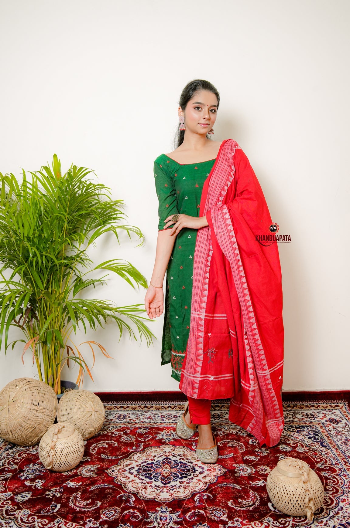 Multicolor Embroidery Triangle Design Unstitched Suit For Women