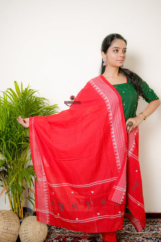 Multicolor Embroidery Triangle Design Unstitched Suit For Women