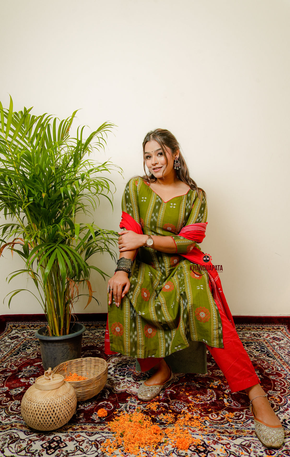 Mehndi Pasapali Design Unstitched Suit For Women