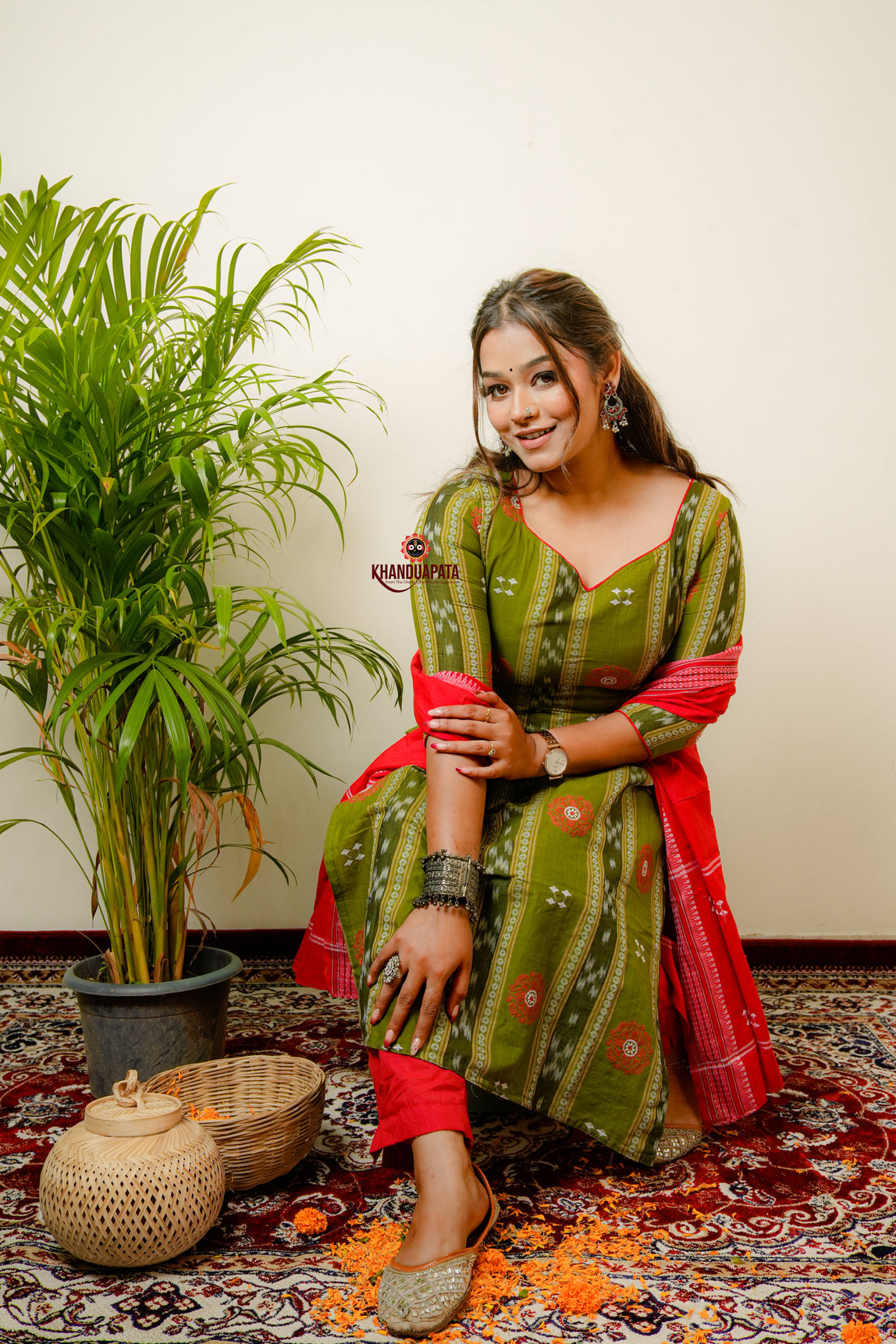 Mehndi Pasapali Design Unstitched Suit For Women