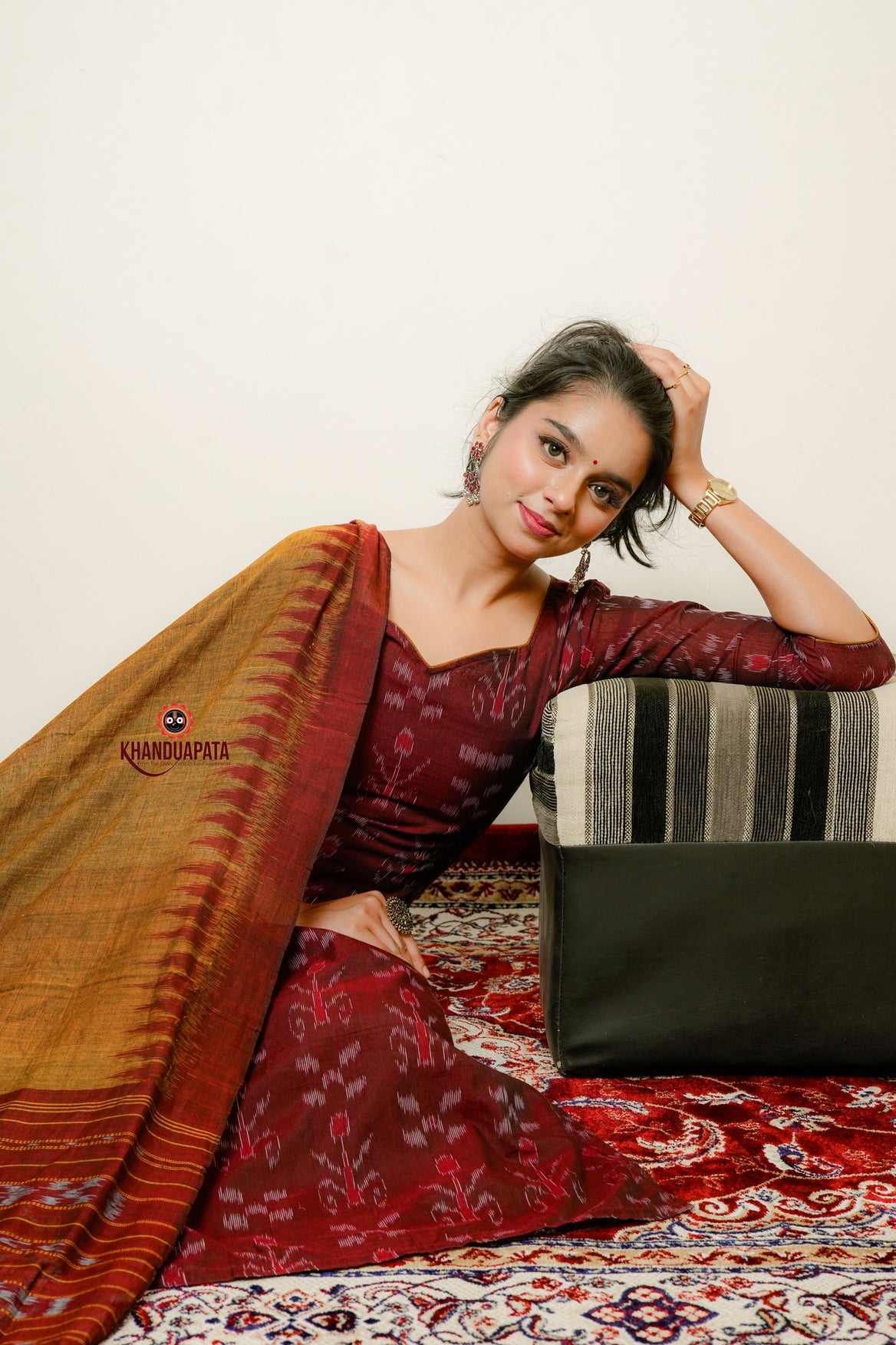 Mustard Colour Tree Design Unstitched Cotton Suit For Women